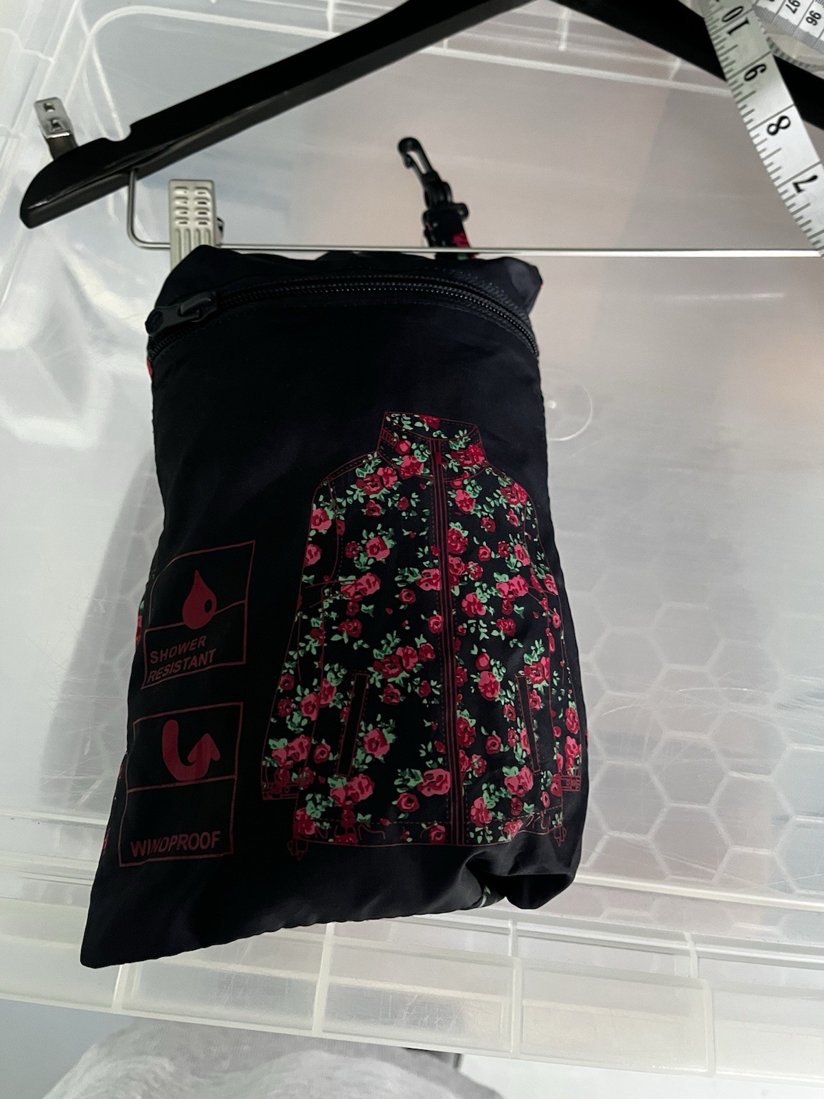 Pack A Mac Style Raincoat, Navy/ Pink Floral, Size 6, Festival Wear 🍃Charity🍃