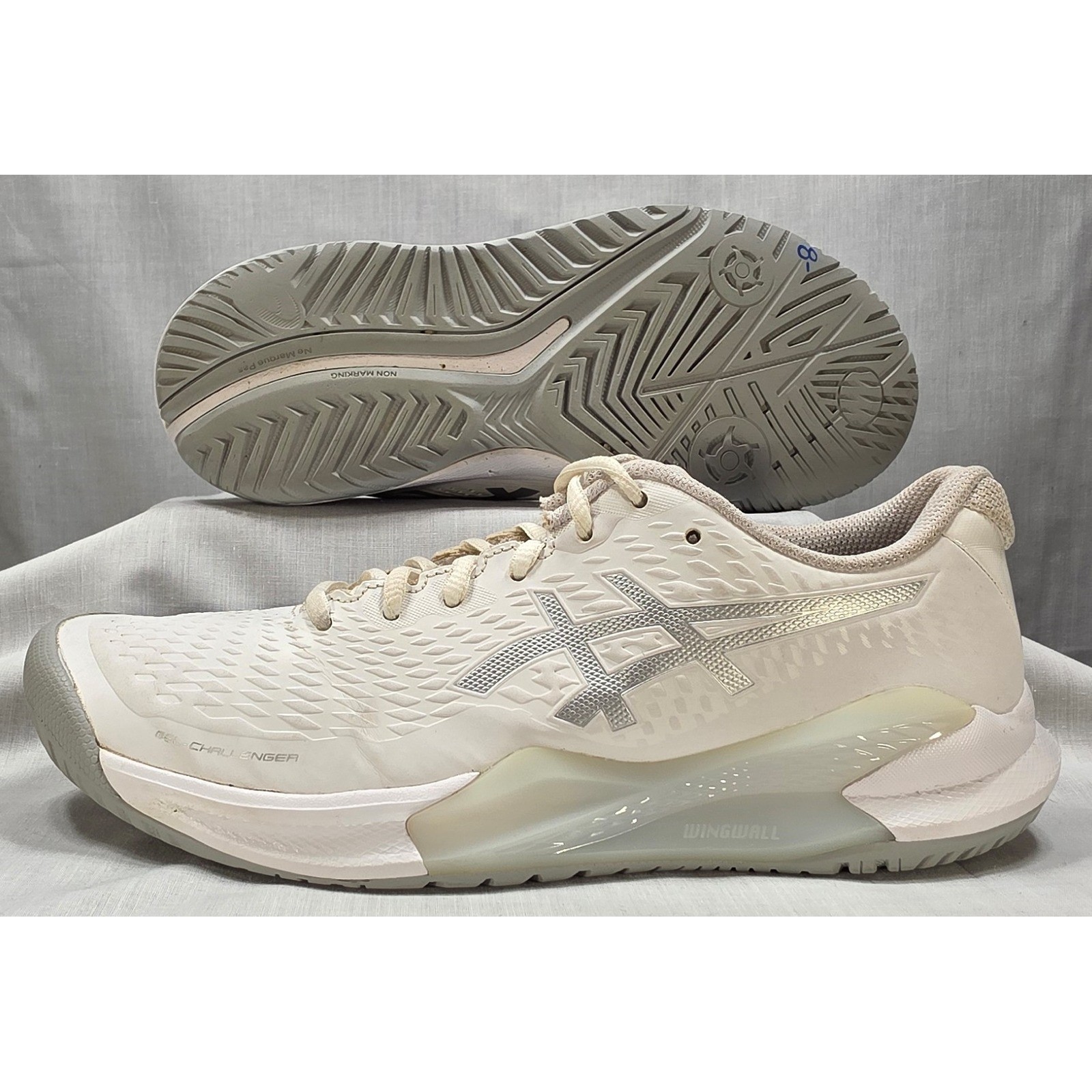 Asics Gel-Challenger 14 Fawn White Tennis Shoes 1042A231 Womens 8.5