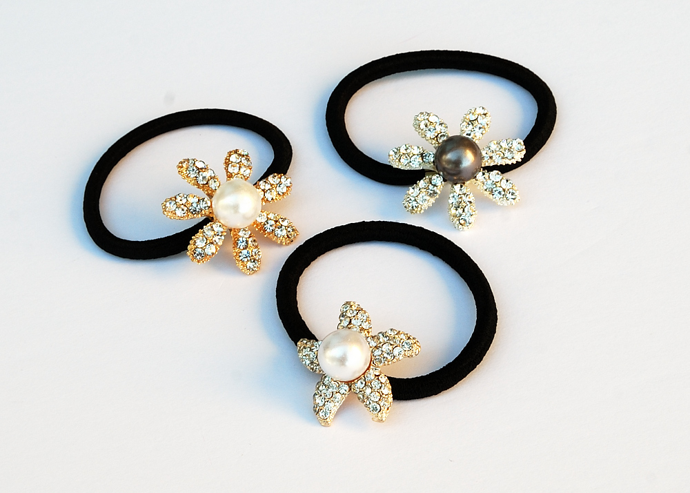 Large Pearl/Rhinestone Charm Hair Tie