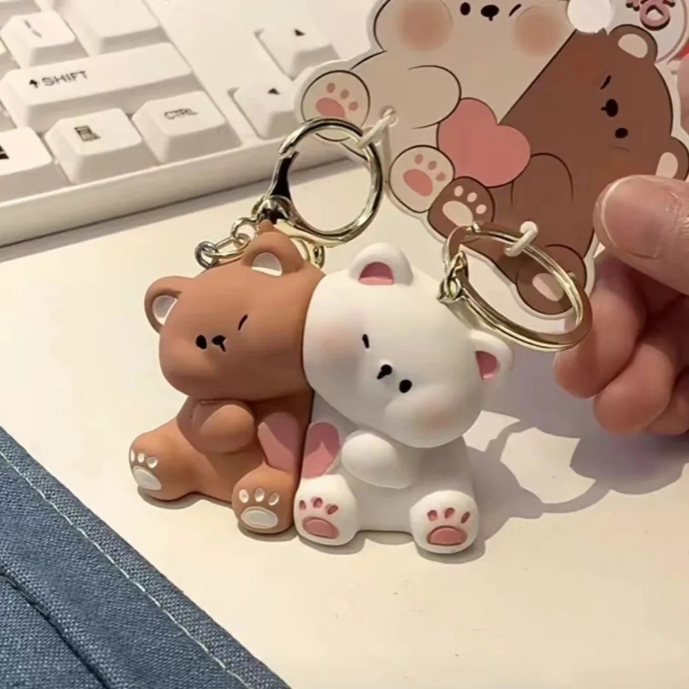 1Pair Magnetic Bear Couple Keychain Cute Resin Bag Charm Key Ring Gift Lovers