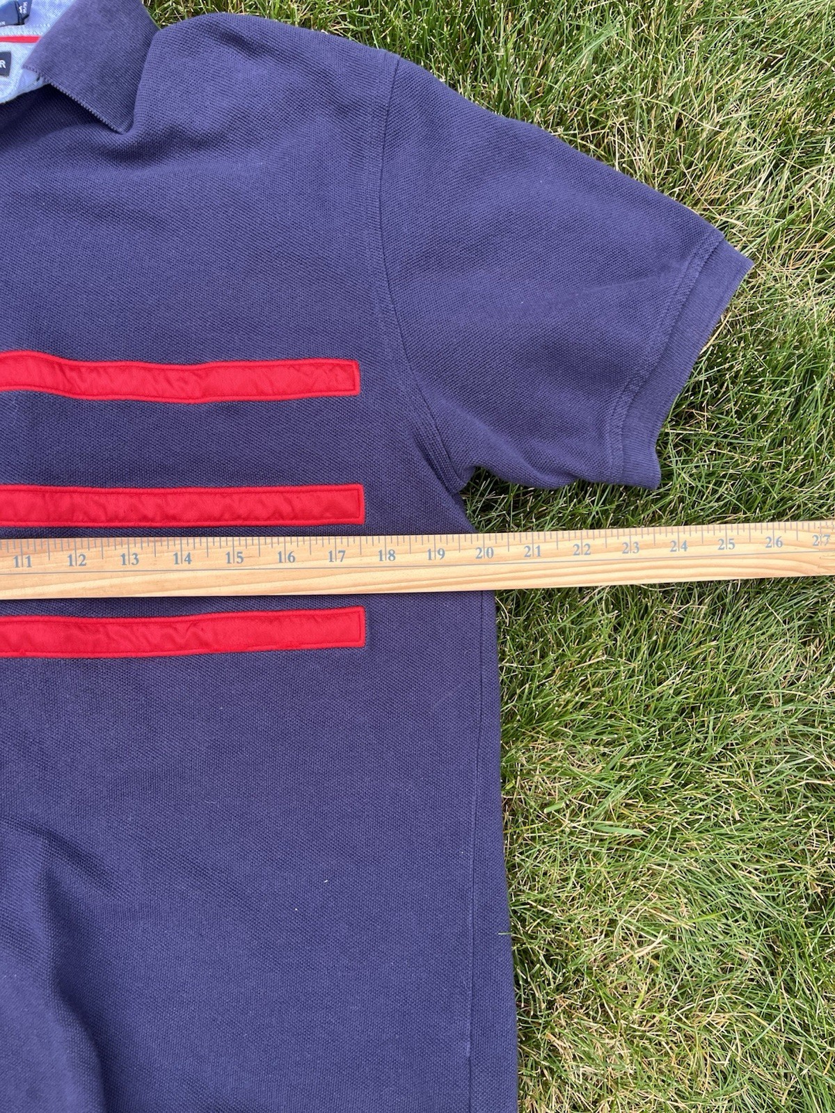 Vintage 2002 Tommy Hilfiger Men’s M Navy USA Flag Stars Polo Cotton Short Sleeve
