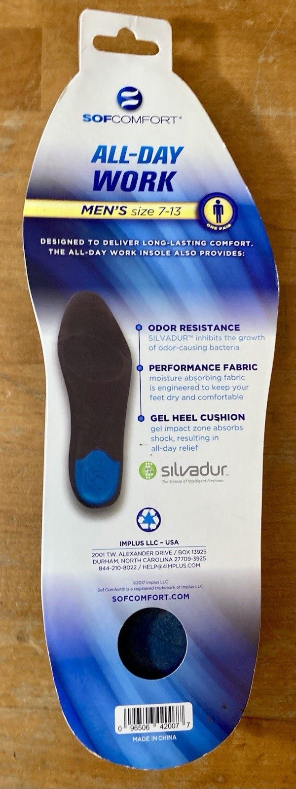 SofComfort Insoles All-Day Work Insole Cut-to Fit Mens Size 7-13 Odor Resistant