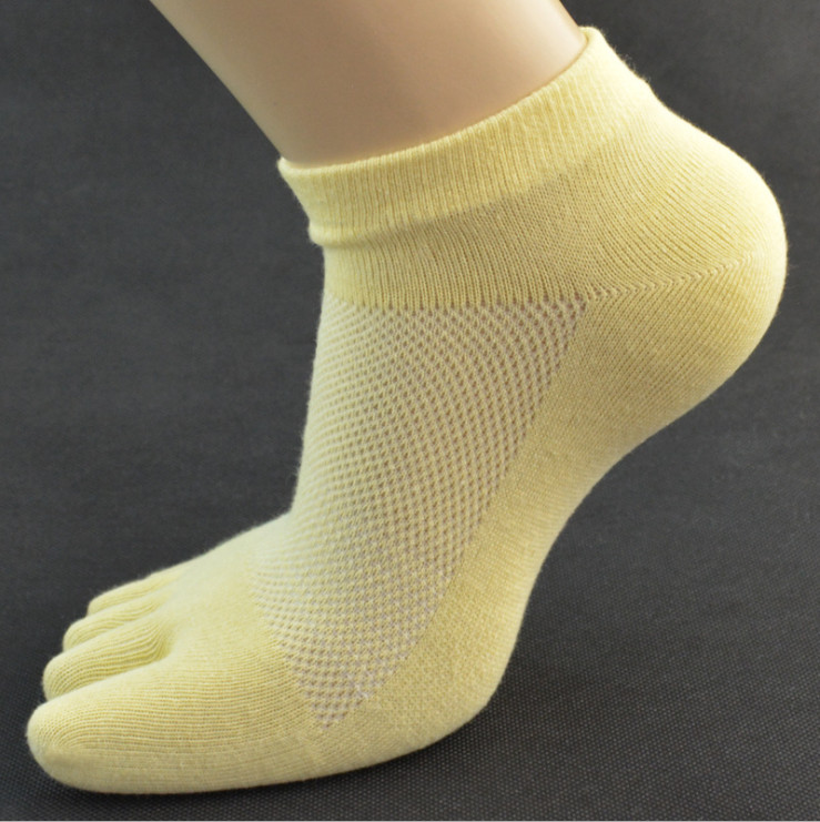 100% Cotton Low Cut Five Finger Toe Sport Breathe Solid Ankle Women Socks 5 Pack