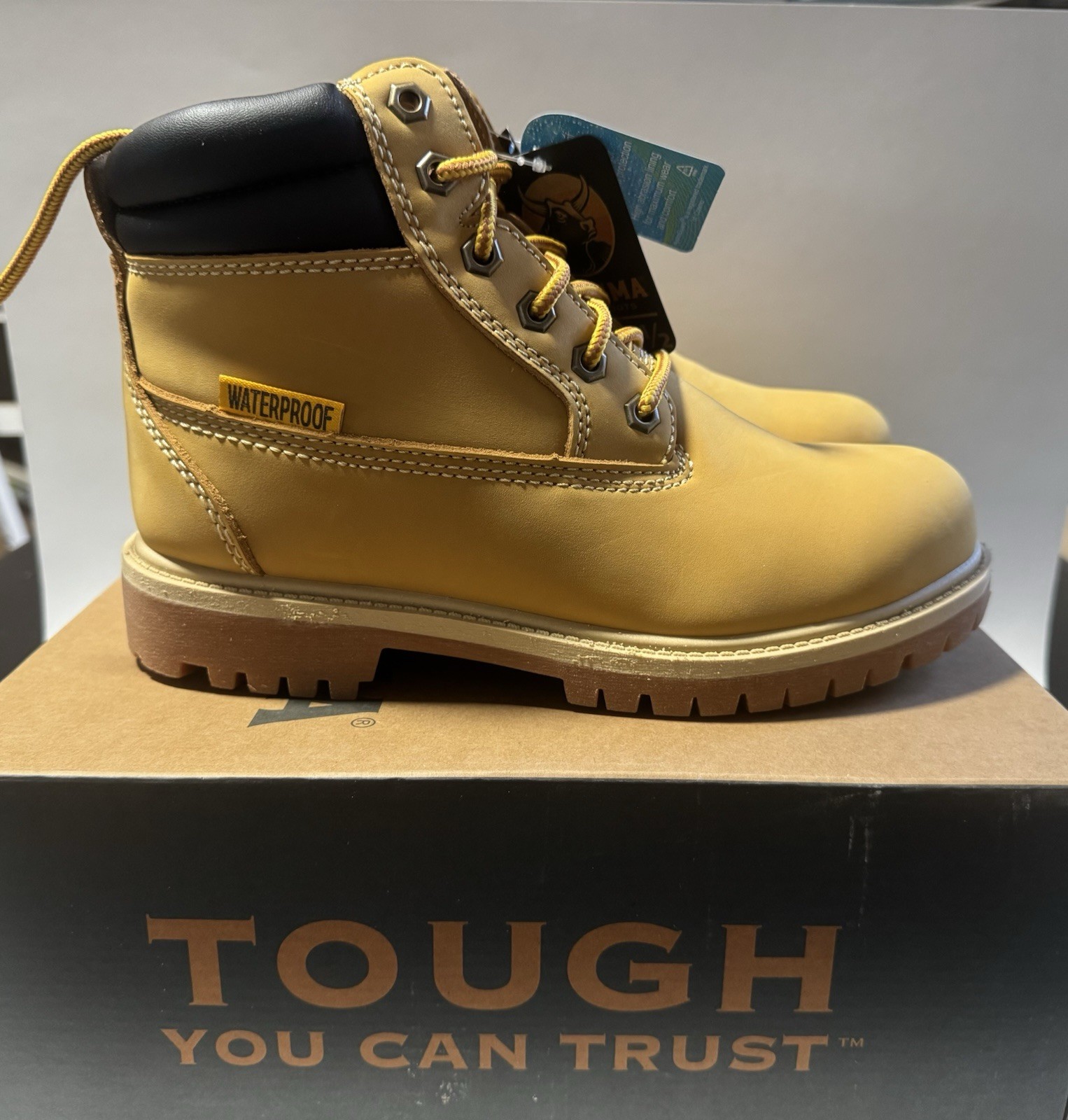 Hubert Waterproof Oil Resistant Leather Work Boots Wheat Men’s US 7.5 Steel Toe