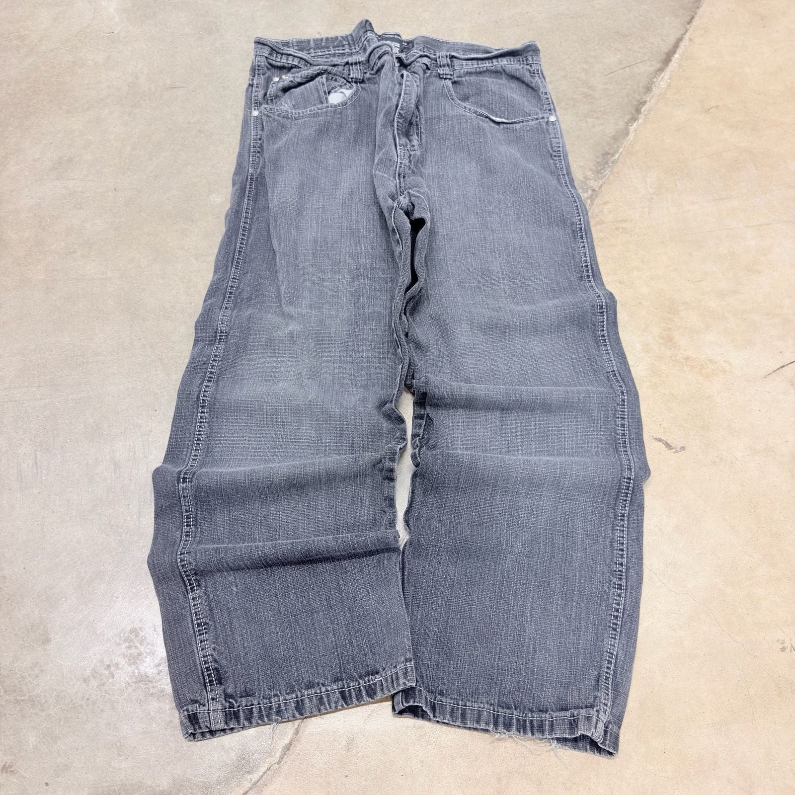 Vintage Southpole Y2K Baggy Wide Leg Faded Black Denim Jeans 38×30