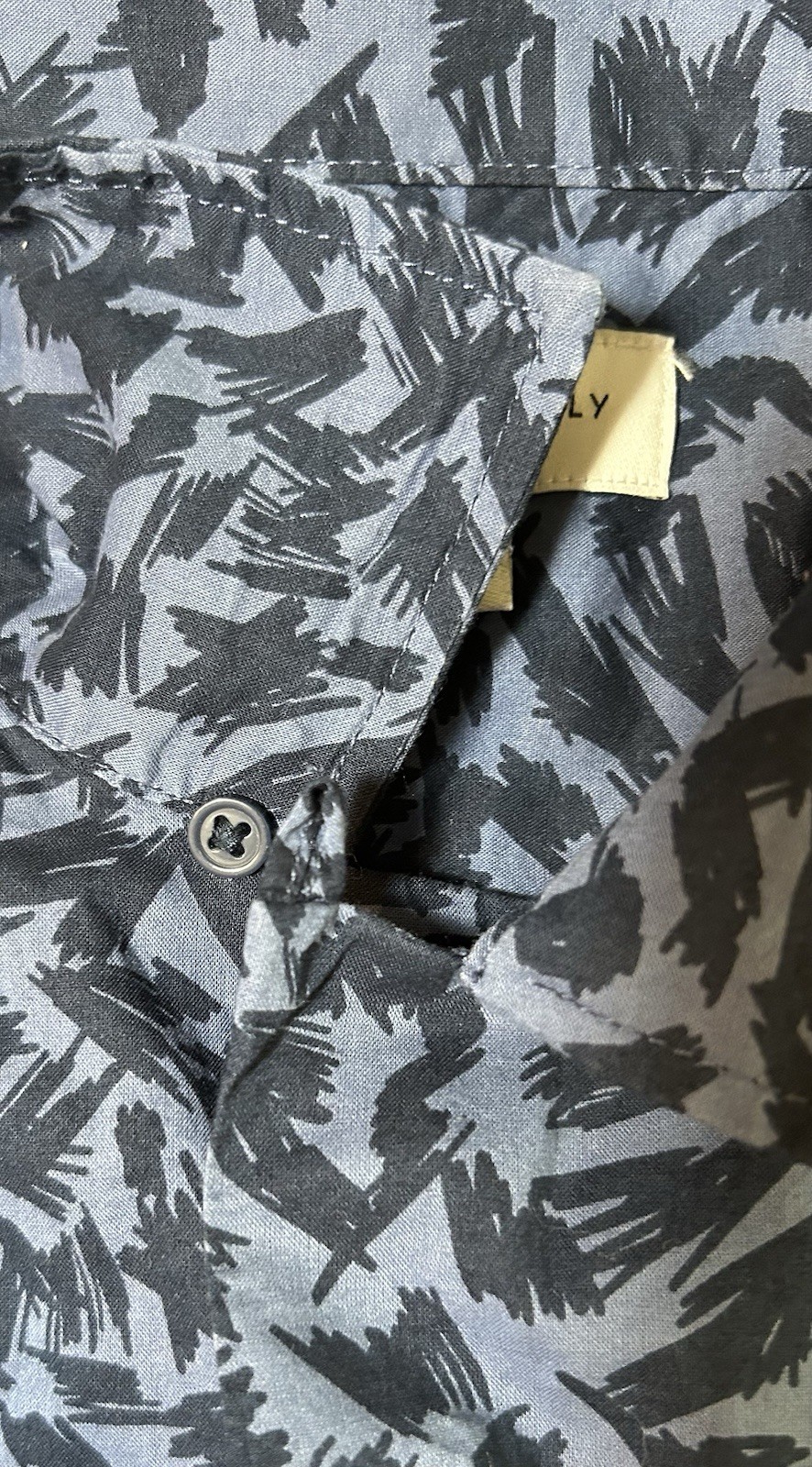 Free Assembly Mens Short Sleeve Button-Down Shirt Blue Print Size Medium