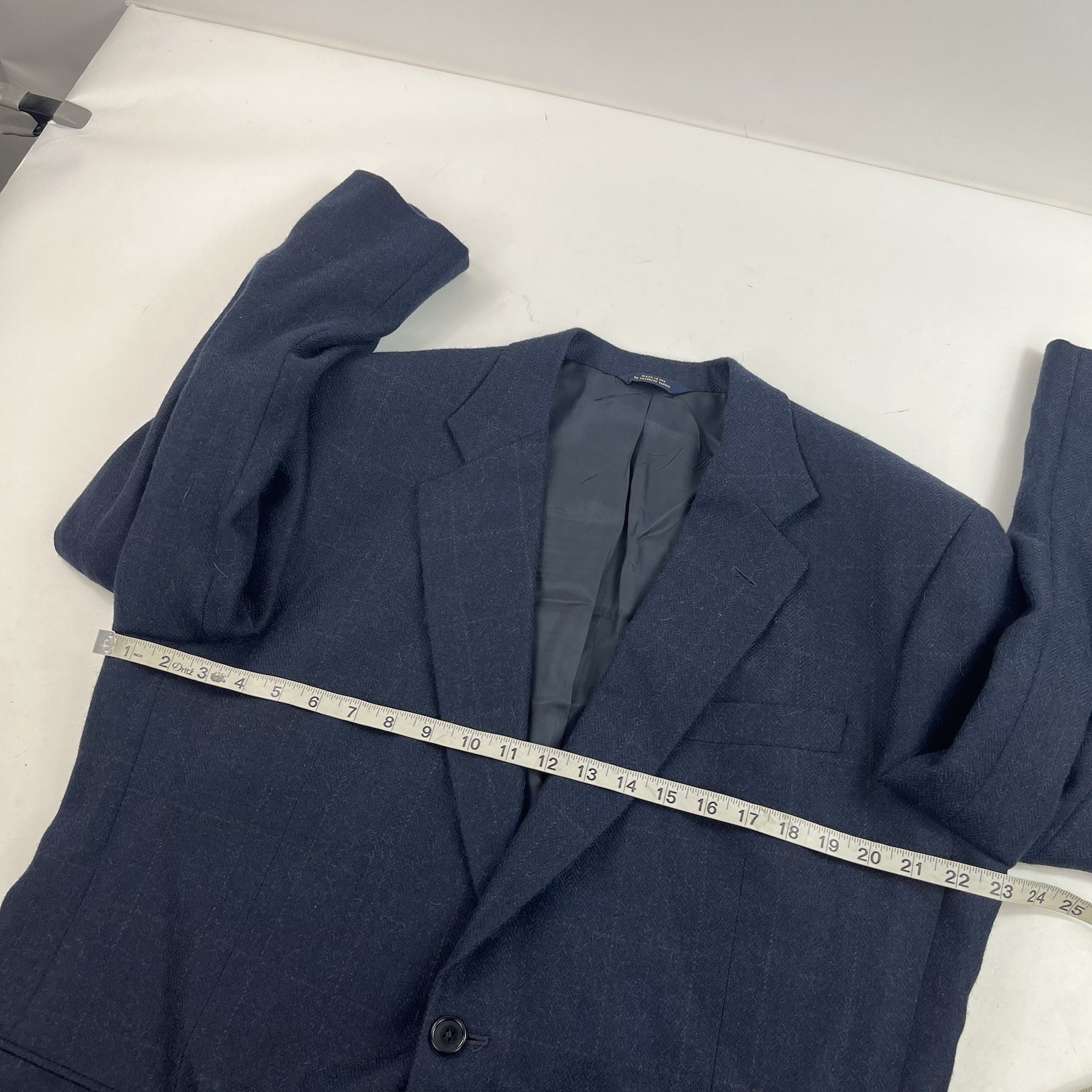 Brooks Brothers Men’s Windowpane Blue Camel Hair Blazer Jacket Size 44
