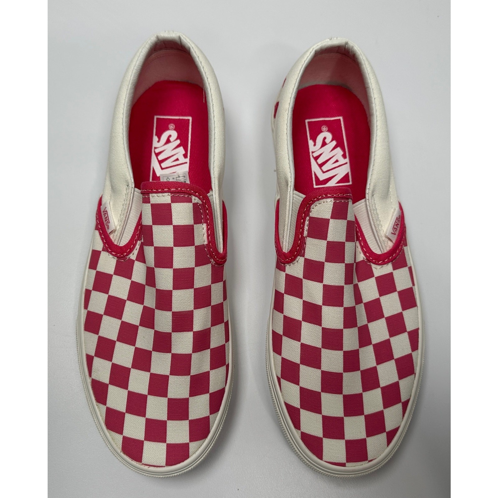 VANS Classic Slip-On Shoes Checkerboard Honeysuckle Size M6 W7.5 NIB #01S