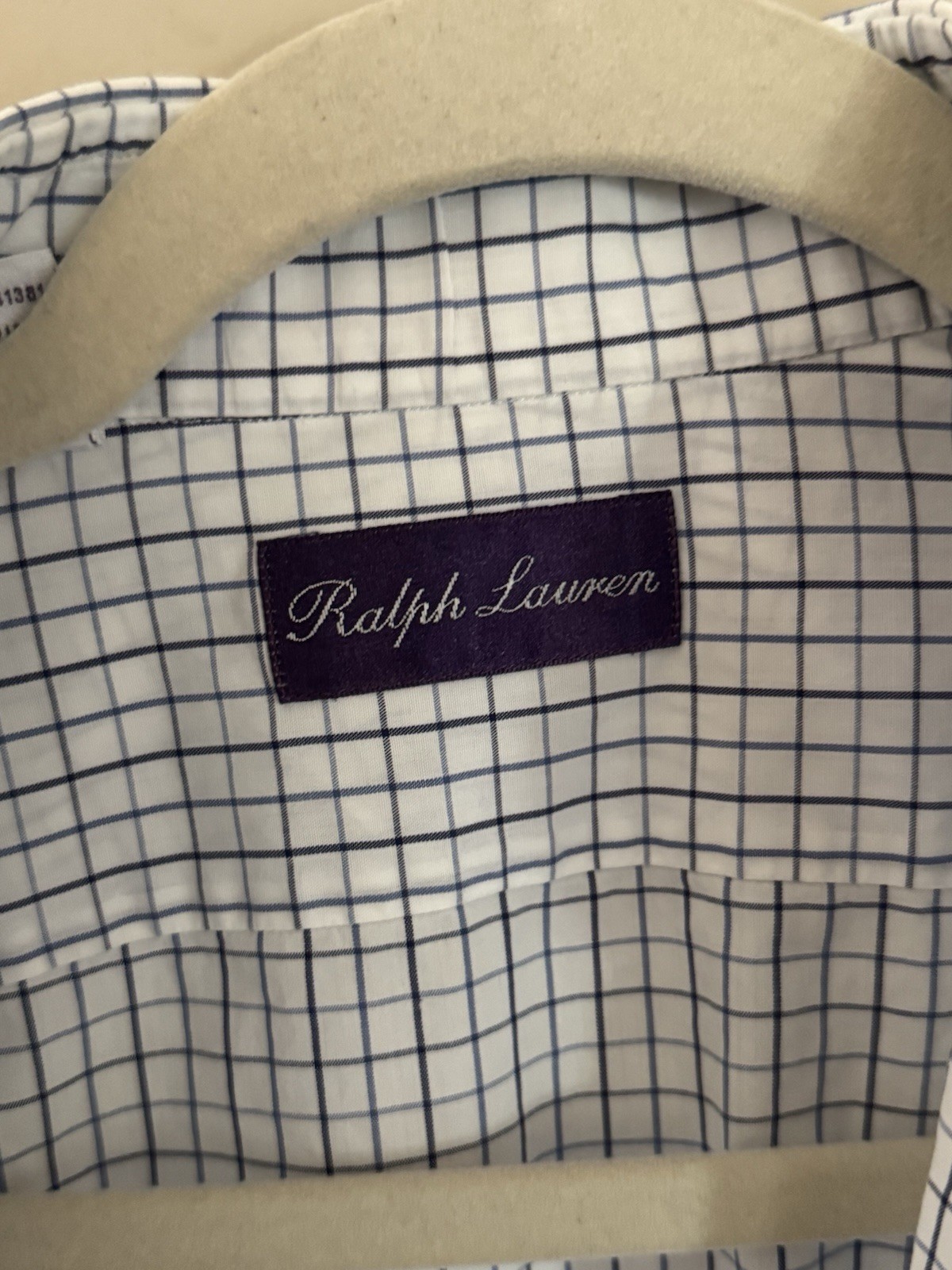 Ralph Lauren Purple Label Check Dress Shirt 15 1/2 Medium Polo Made In Italy