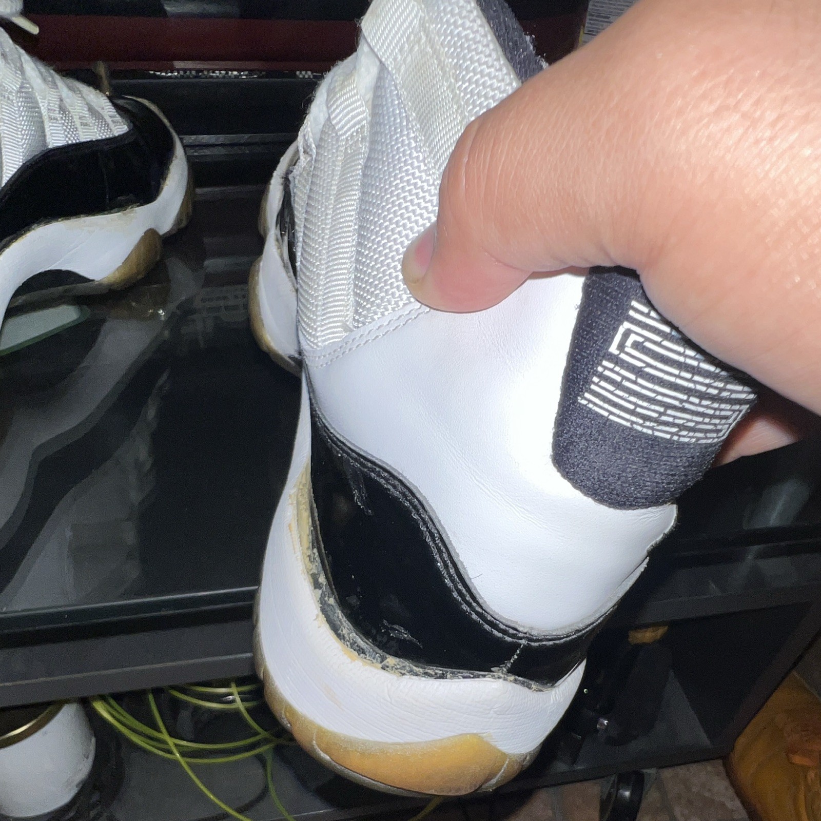 Jordan Air Jordan 11 Men’s High Top Patent Leather Colorblock Basketball Sneaker