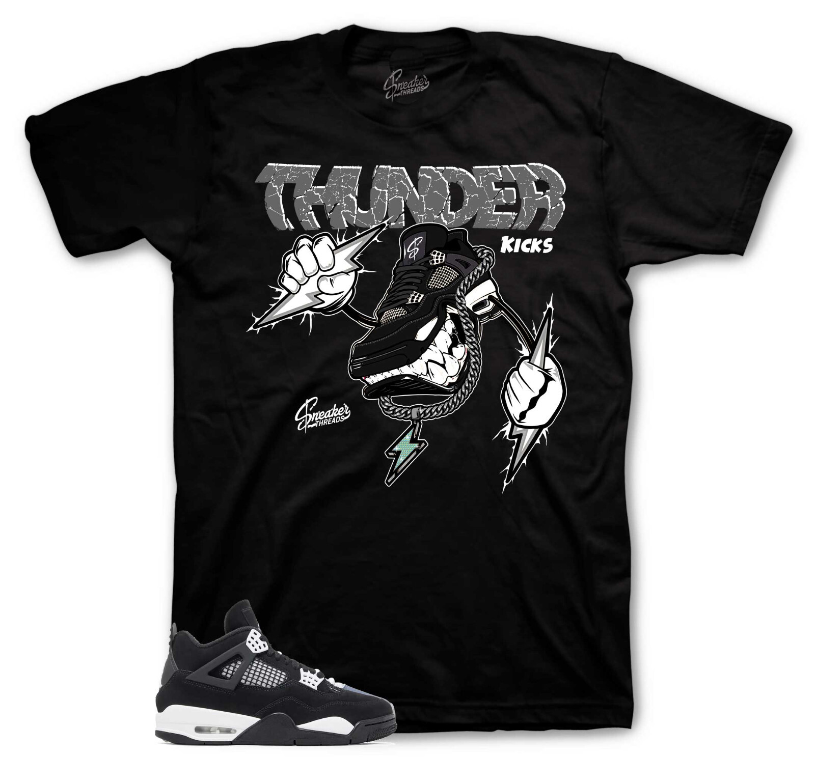 Sneaker Tees To Match Jordan 4 White Thunder Shoes – Fly Kicks Shirt