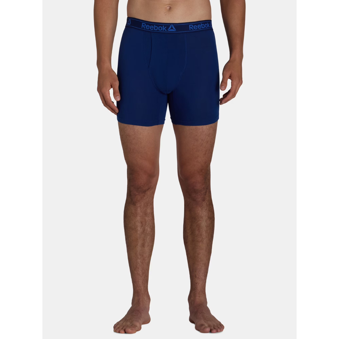 Reebok Men’s Performance Cotton Stretch Boxer Briefs Underwear, S-2XL, 6-Pack