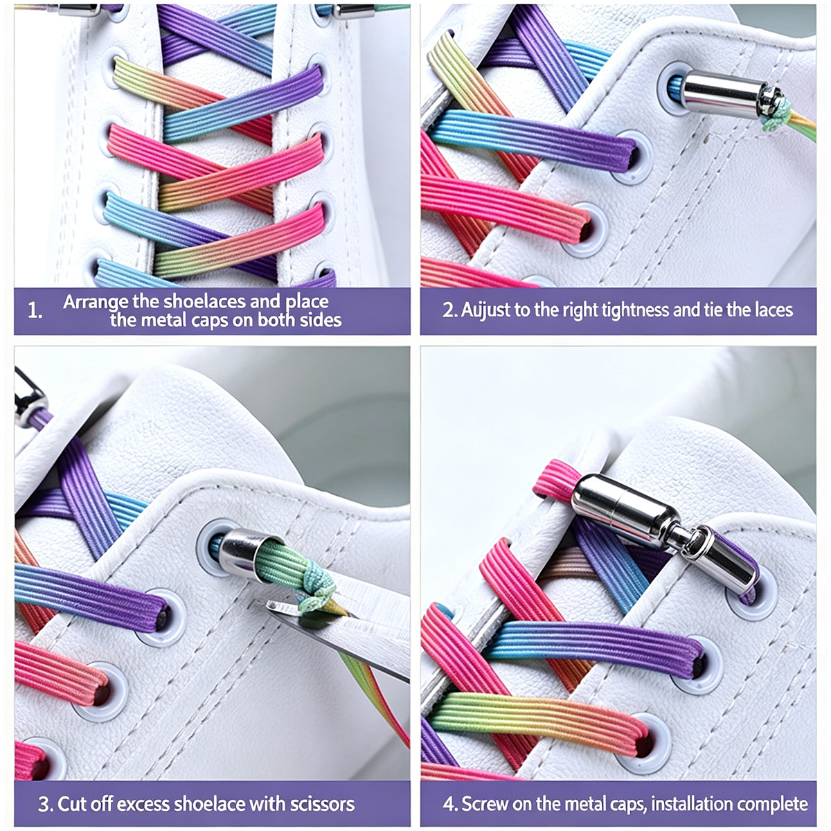 No Tie Elastic Lock Shoelaces for Kids Adults Sneakers Slip On Shoe Laces US