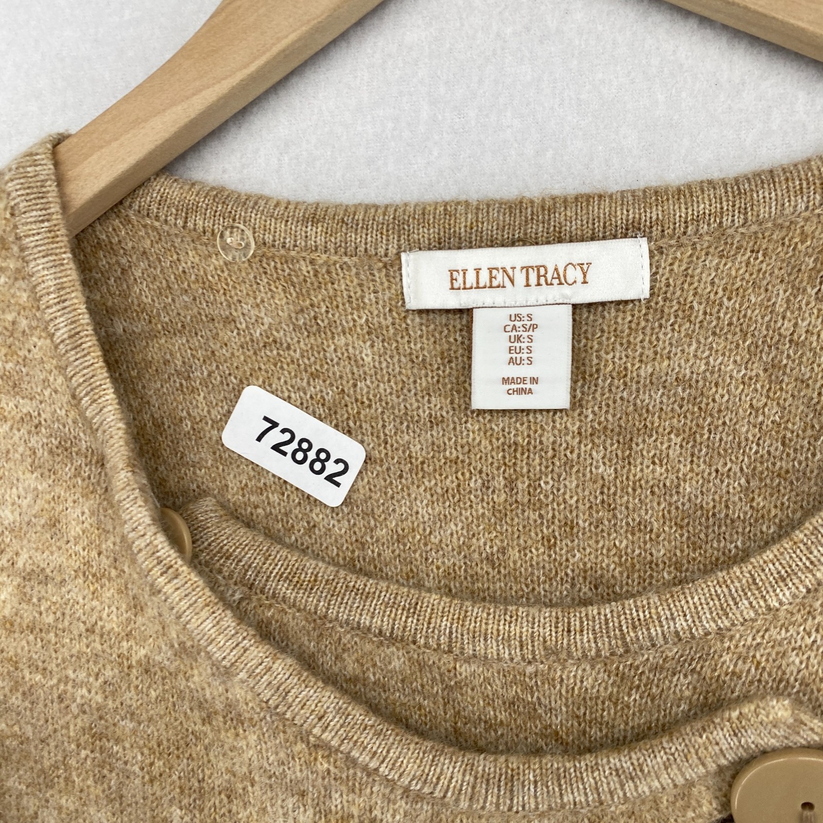 ELLEN TRACY Sweater S Wool Blend One Button Duster Coatigan Coatigan Camel Brown