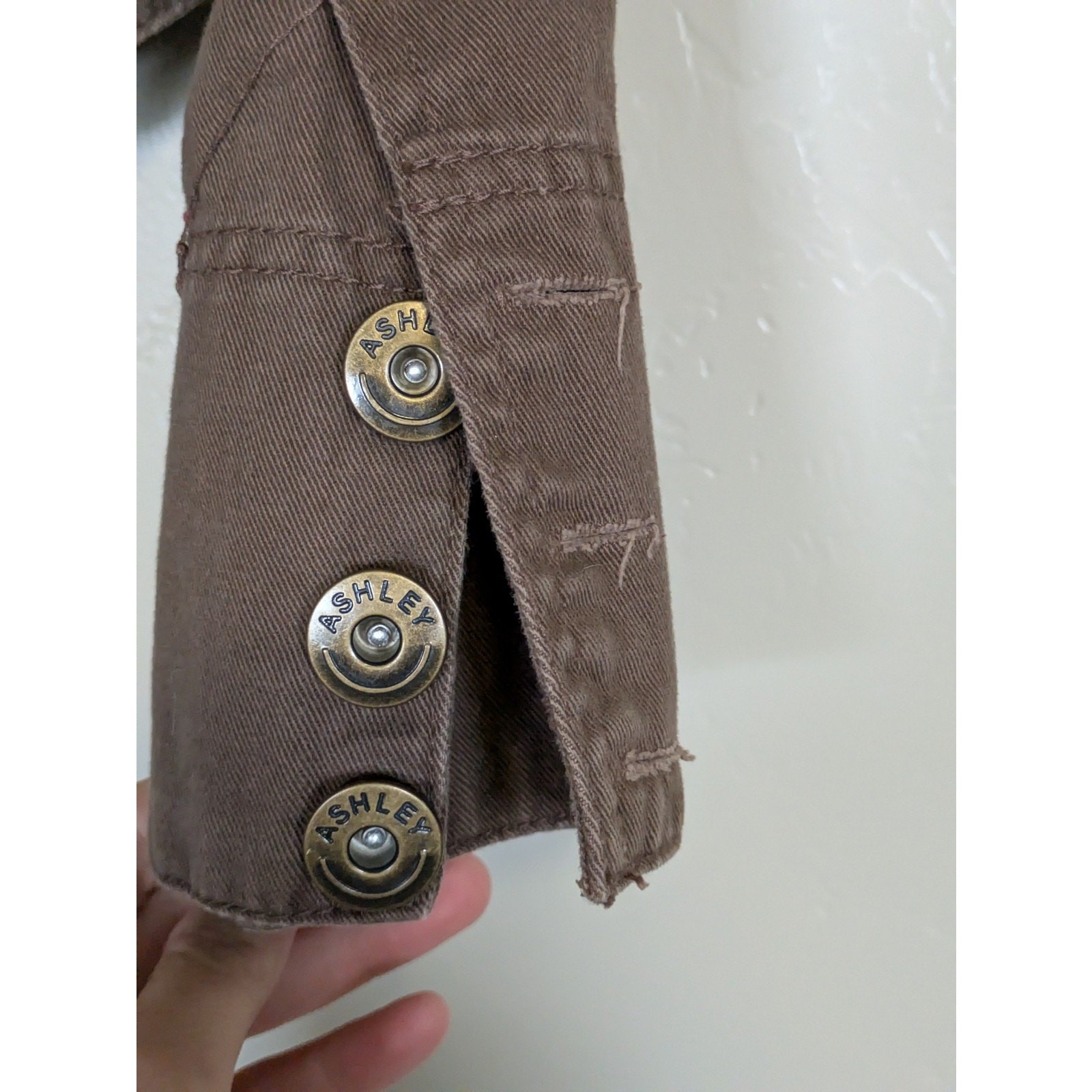 Ashley by 26 International Jacket Womens Size XL Distressed Fringe Frayed Button