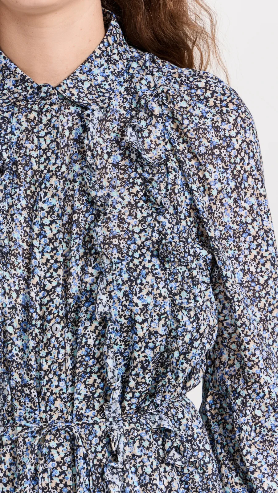 JOSLIN Olympia Cotton Maxi Mock Shirt Dress Sandwash Blue Size 8 Orig. $680 NEW