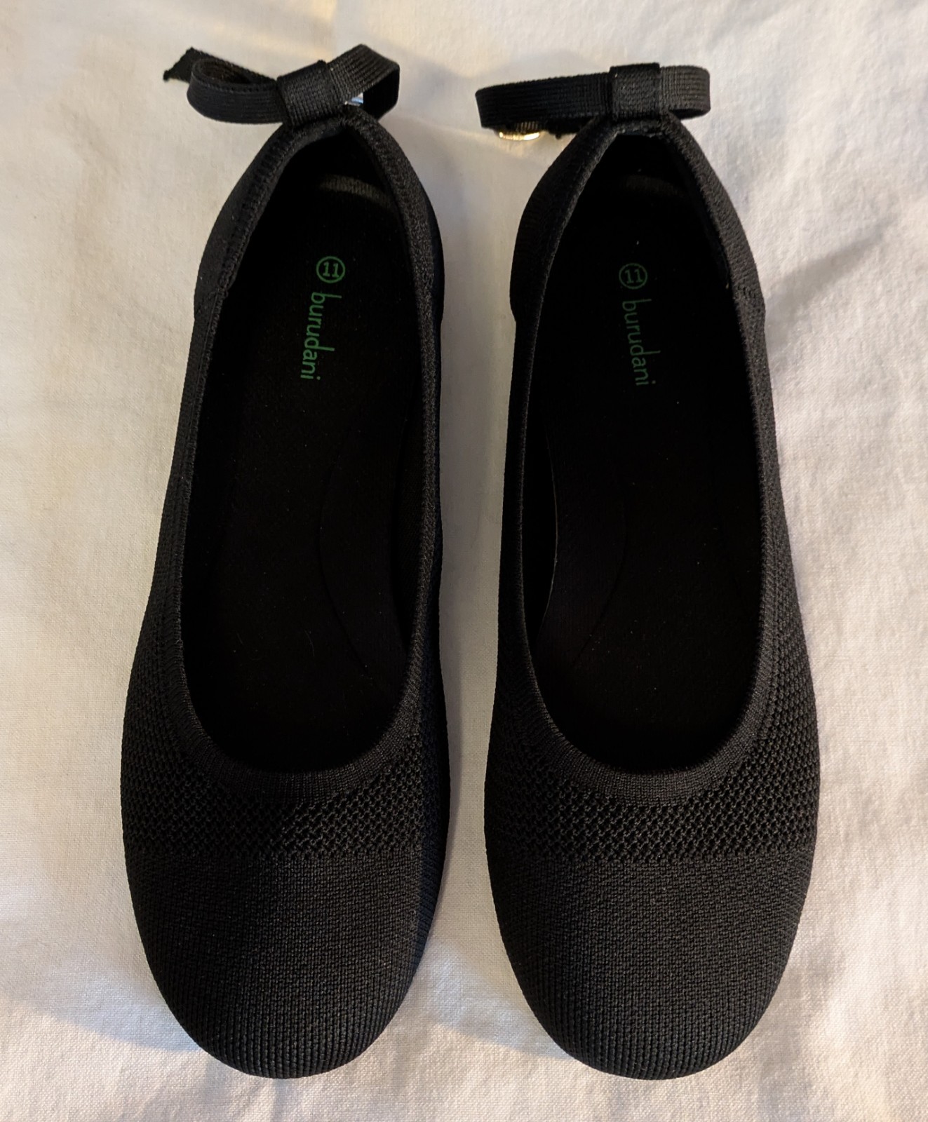 Burudani Black Knit Mary Jane Round Flats Women’s Size 11 Comfort Slip-On Shoes
