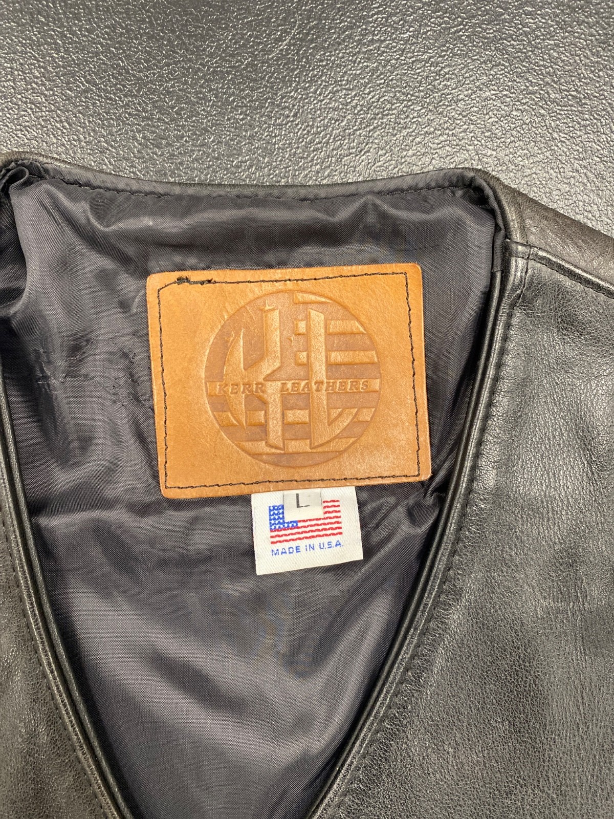 KERR Leathers Buffalo Nickel Button Leather Motorcycle Vest L Large USA Made