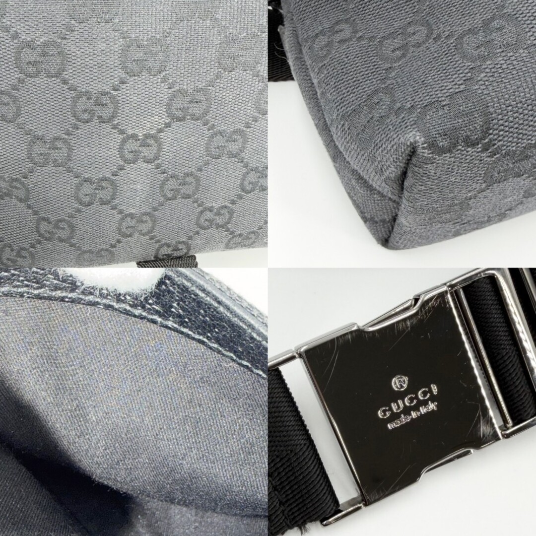 GUCCI men’s Waist Body Bag GGCanvas Black w/dustbag Luxury Designer 17×13×6cm
