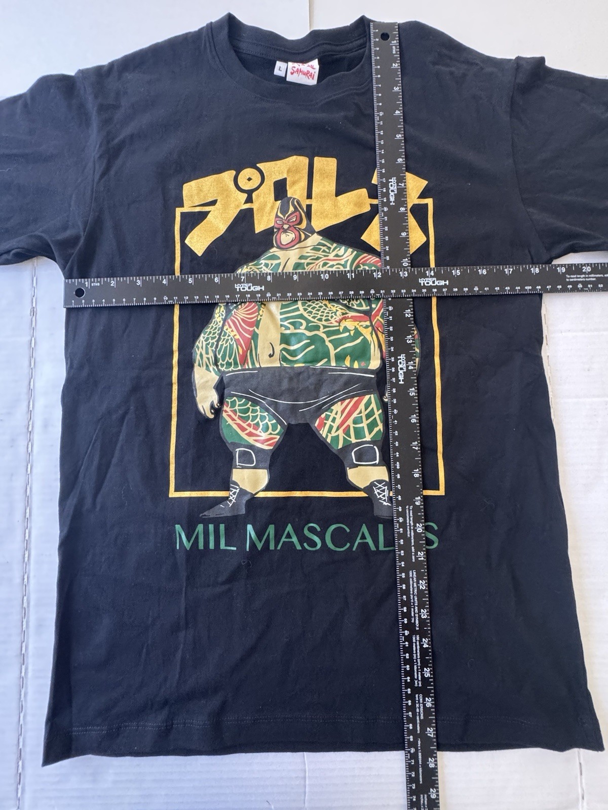 Pre Owned Excellent Samurai Sumo Wrestler Mil Mascalas T Shirt Printed Men Sz L