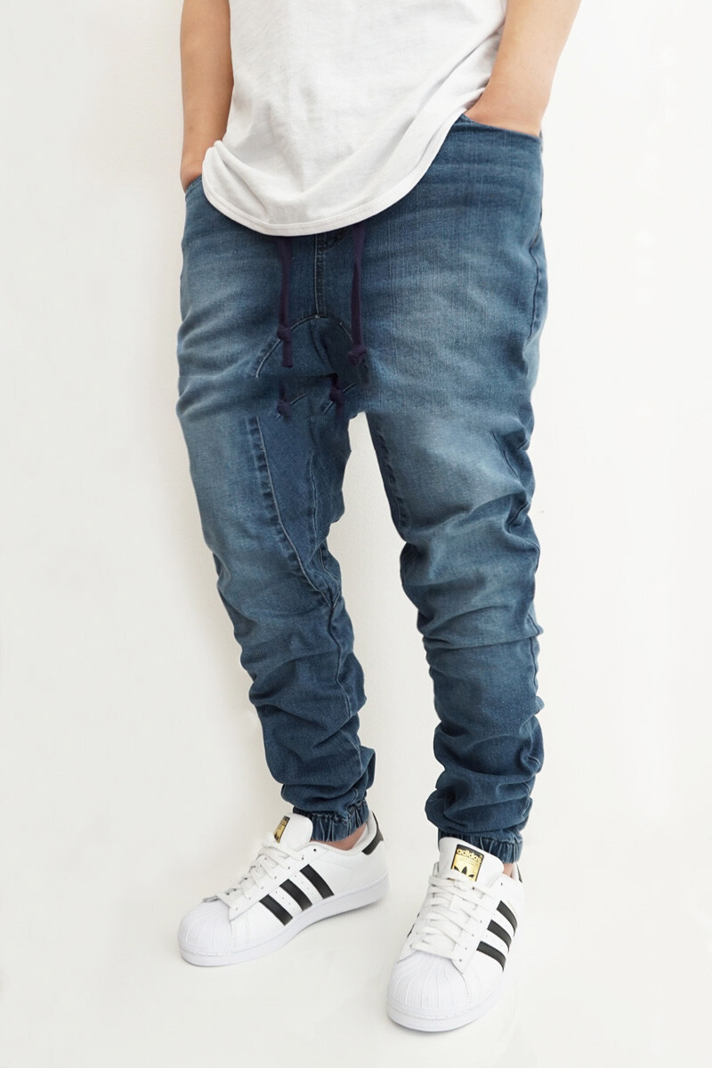 NEW MEN’S DK INDIGO DROP CROTCH DENIM JOGGER PANTS S-5XL BIG&TALL