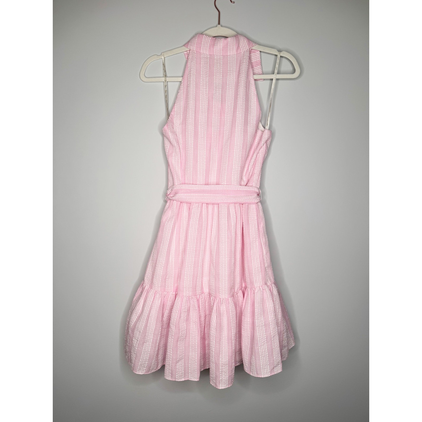 Lilly Pulitzer Trisha Shirt Dress Size 4 Pink White Seersucker Belted NWT