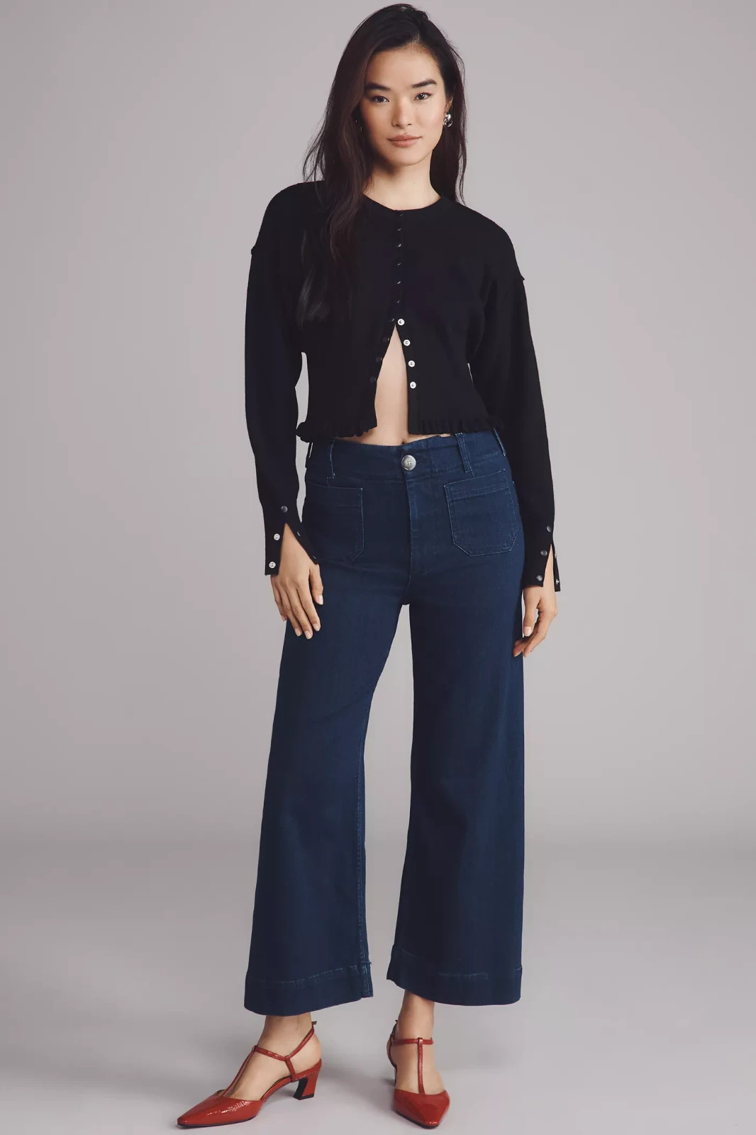 Anthropologie The Colette Crop High-Rise Wide-Leg Jeans by Maeve 25P 25 P NWT