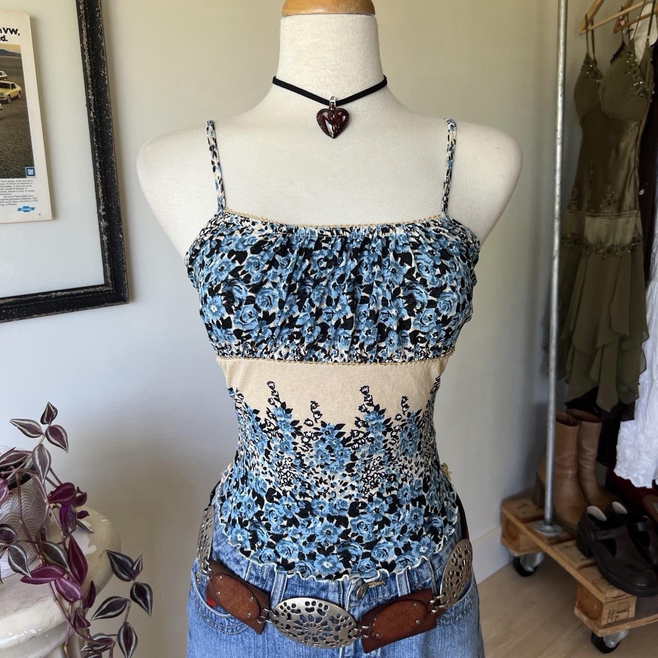 VTG Milkmaid Floral Tank Top Women’s Size Xsmall