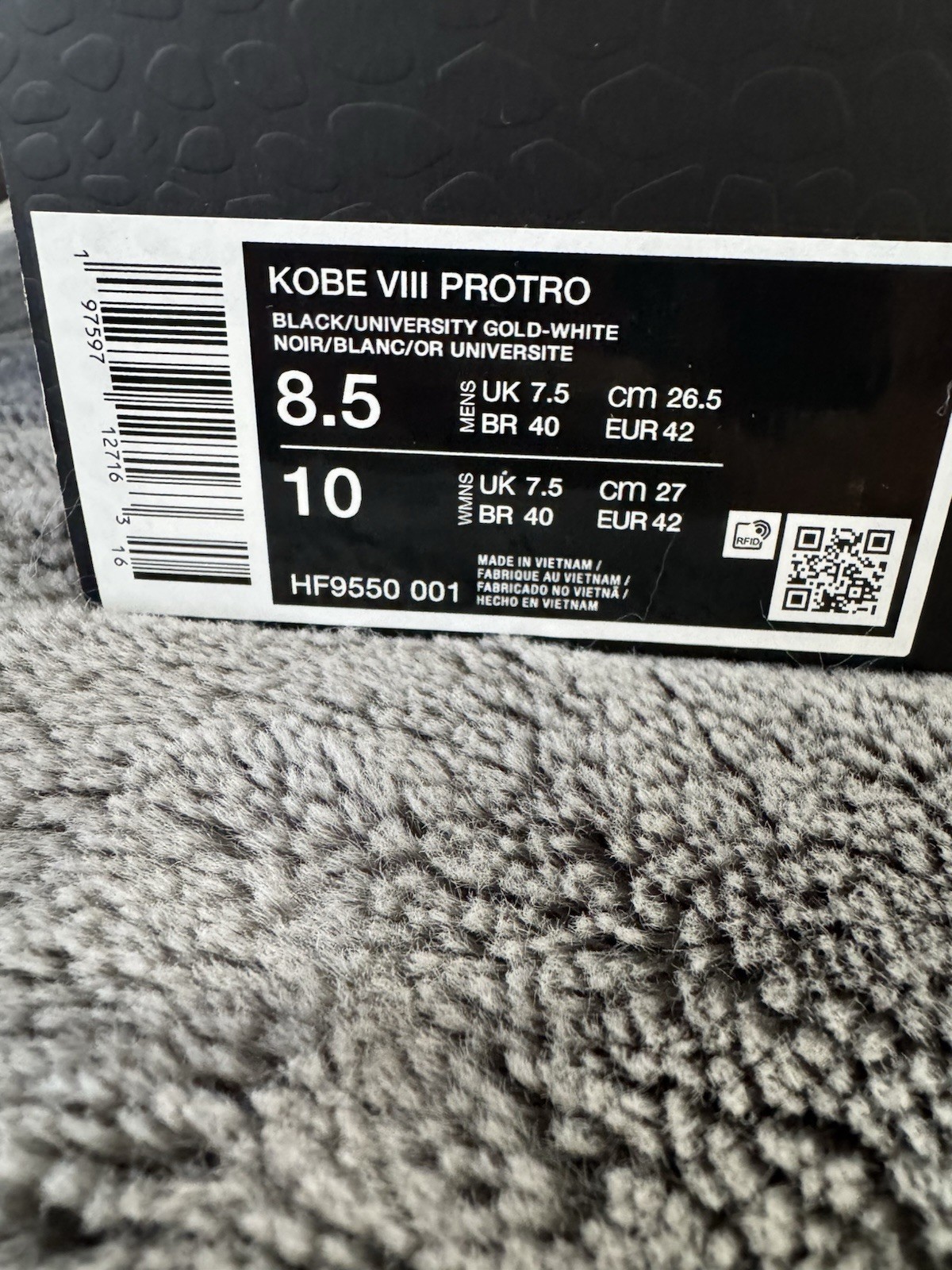 Nike Kobe 8 Protro “Lakers Away” Black/Univ Gold/White/Ct Purple HF9550-001