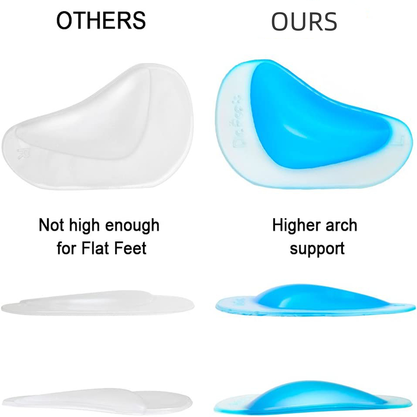 5 Pair Arch Support Shoe Insoles Plantar Fasciitis Gel Sticky Reusable Cushionss