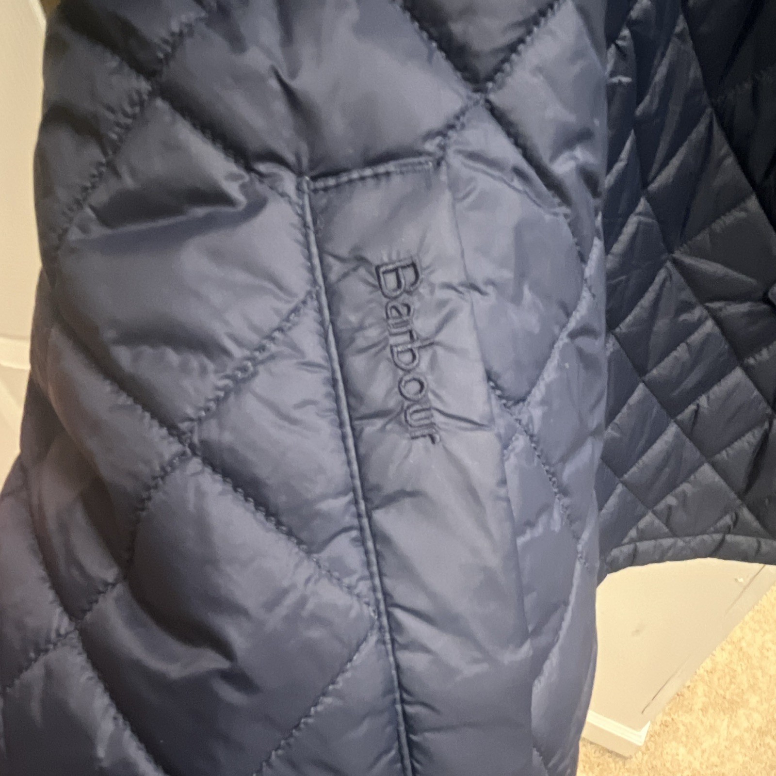 Barbour Signature Collection Men’s Navy Quilted Lined Snap Vest Stand Collar S