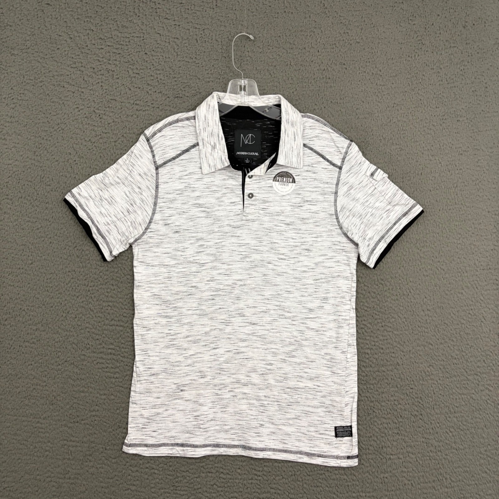 Modern Culture Polo Shirt Mens Large Gray Weathered Cotton Blend Knit Preppy Dad