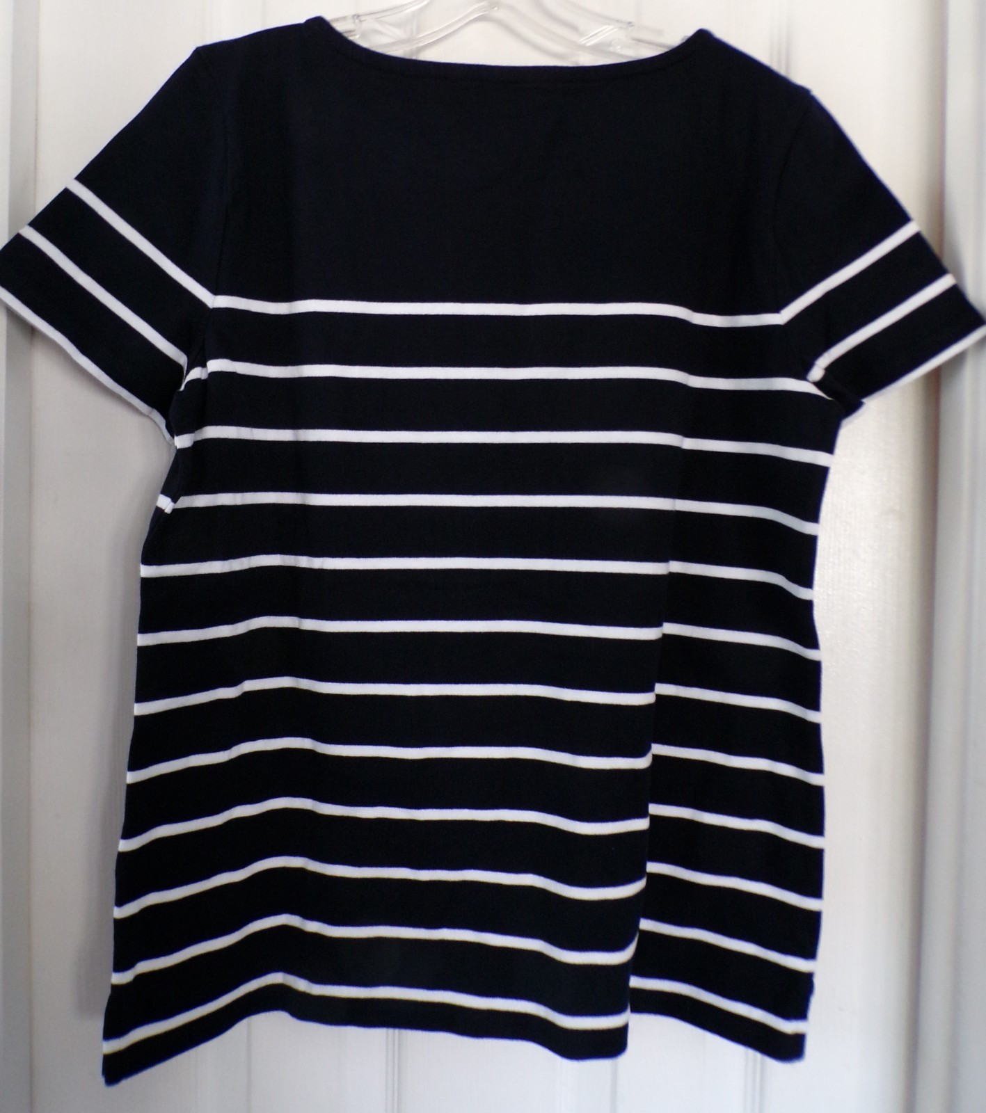 NWT NEW SUMMER TALBOTS MEDIUM EMBROIDERED SARDINES FISH TEE NAVY /WHITE $69.50