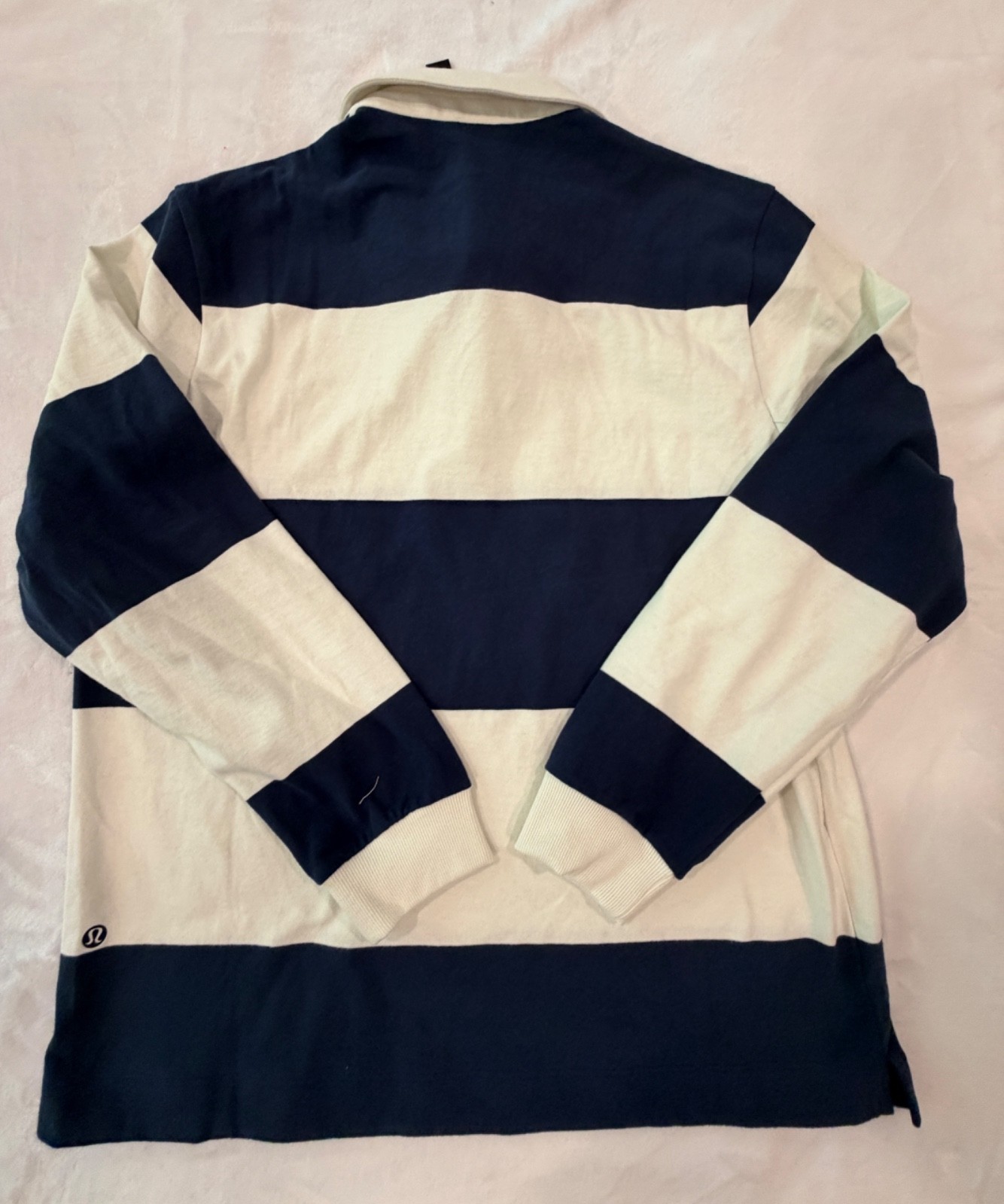 Lululemon Long Sleeve Rugby Polo Shirt Cotton Blue White Striped WCBI Men’s L