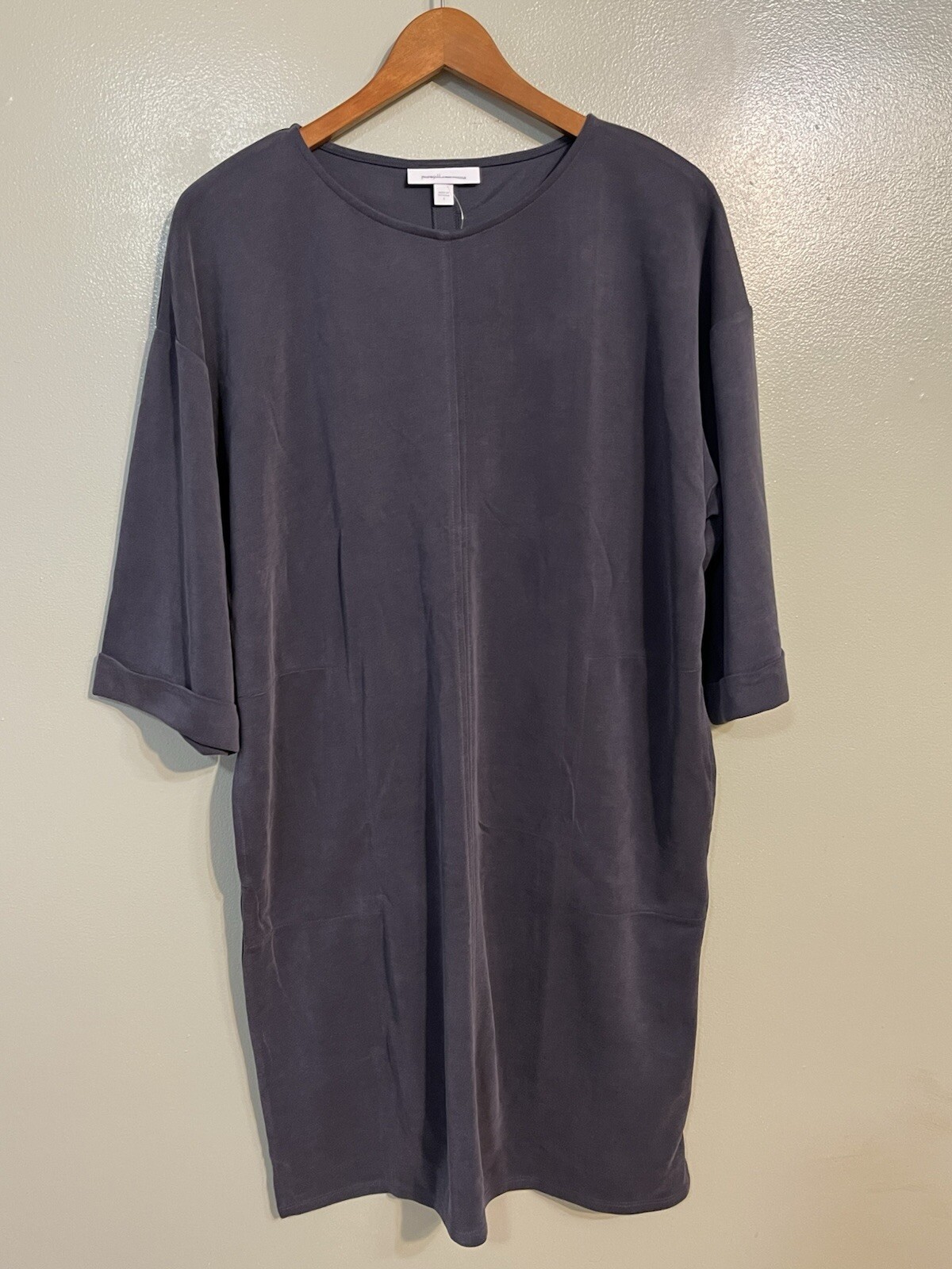 J Jill Womens Stone Washed Navy Blue Pullover Dress Pockets Comfy Soft S New