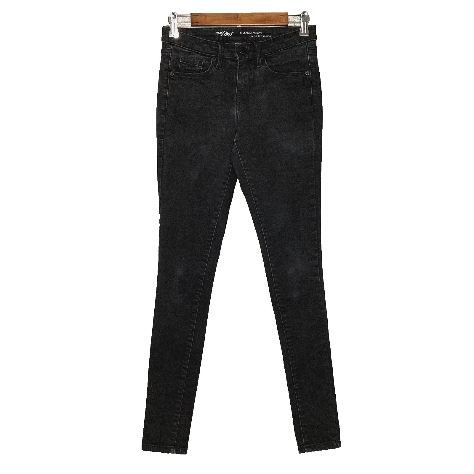 Mossimo womens skinny jeans size 2 Long power stretch charcoal wash mid rise