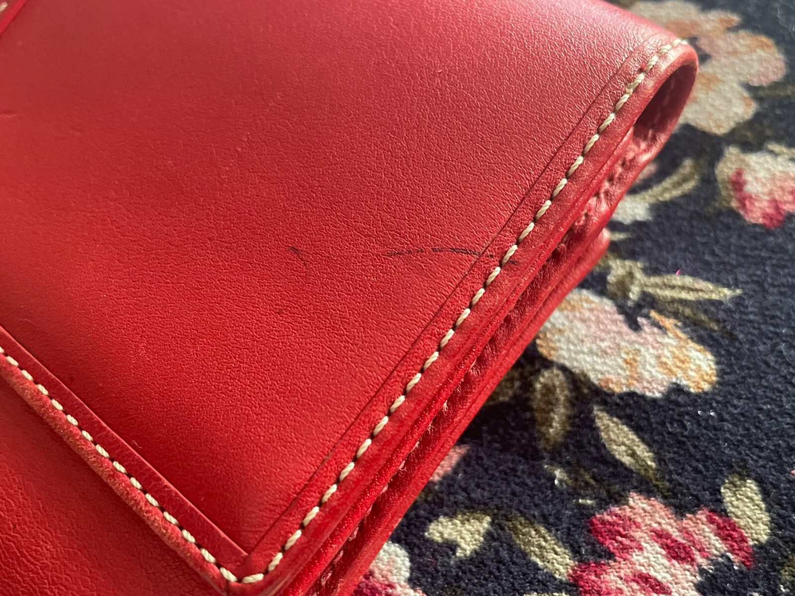 COACH Hampton Red Leather Trifold Envelope Wallet 7.75″x 4″