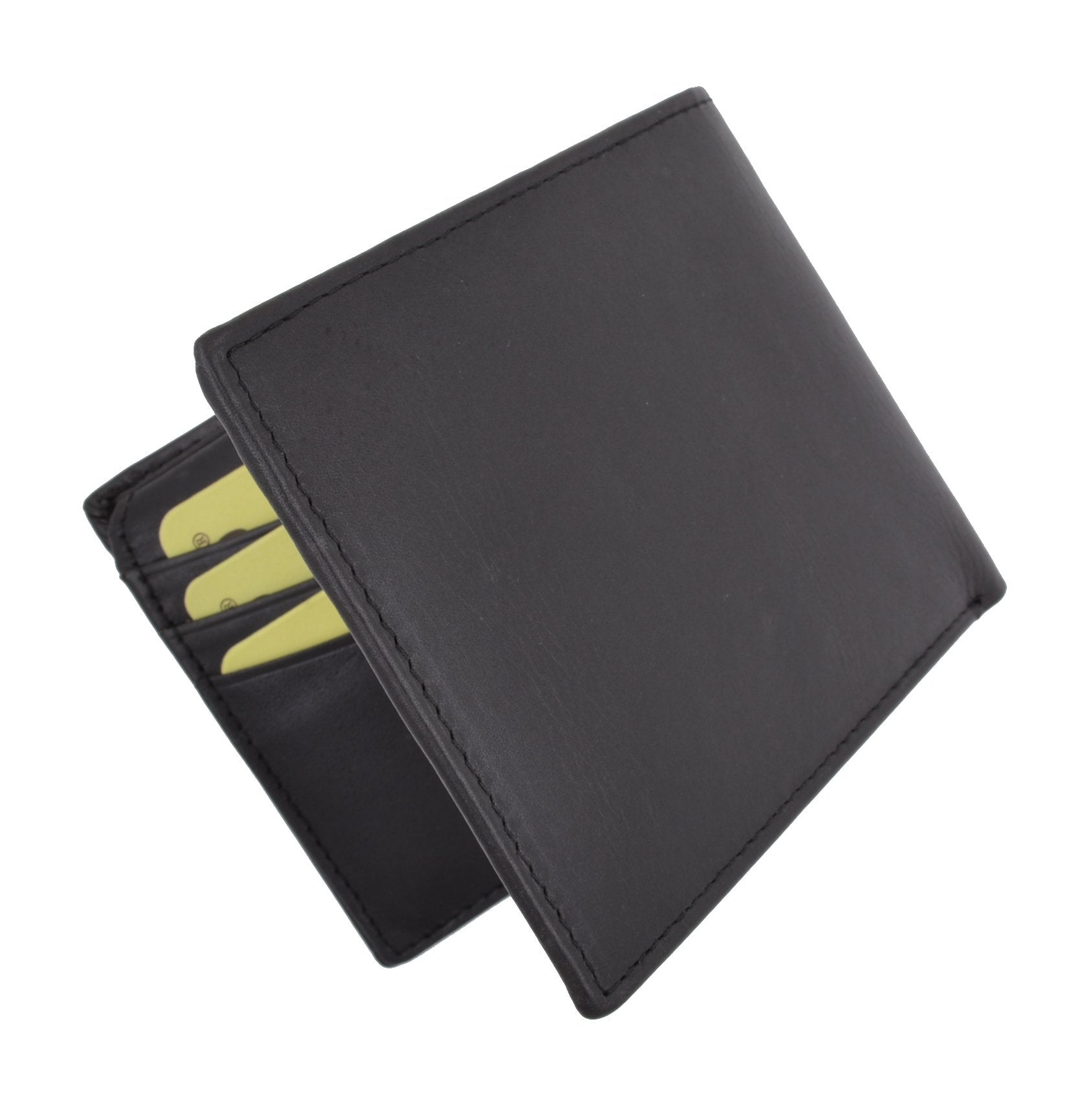Cavelio High Quality Mens Genuine Leather Flap Up ID Card Holder Bifold Wallet