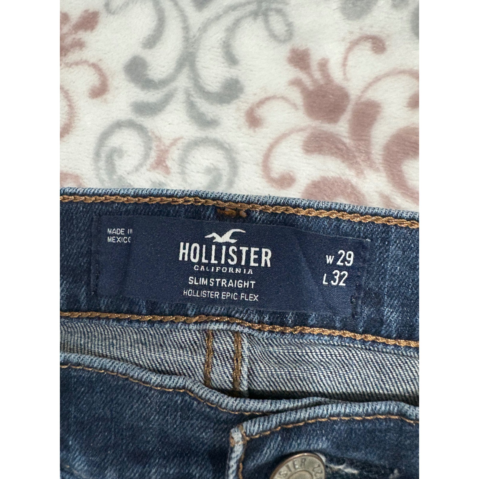 Hollister Mens Slim Straight Epic Flex Jeans Blue Wash W29 L32