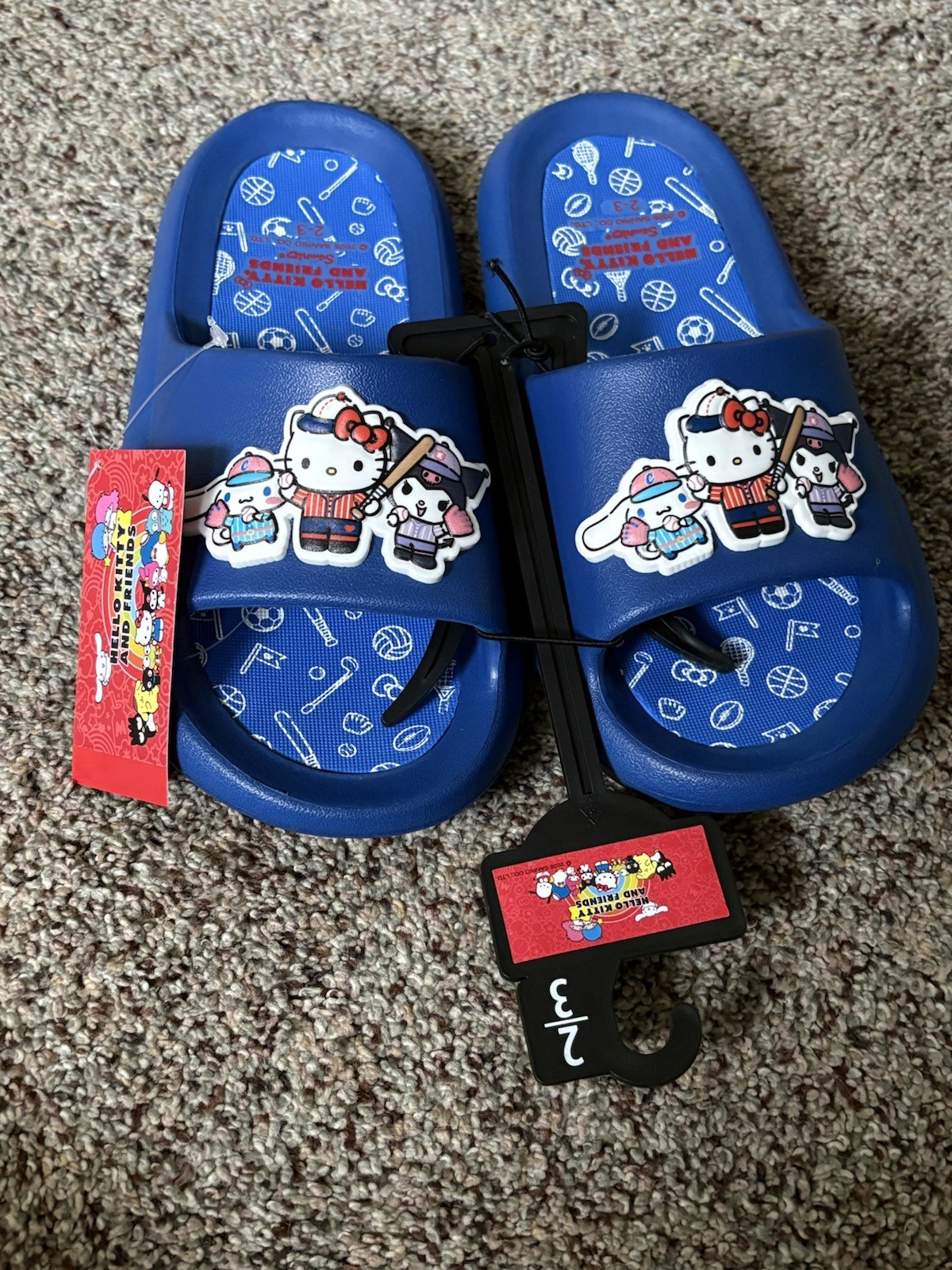 Sanrio Hello Kitty and Friends Blue Slide Sandals, Unisex Kids US 2-3