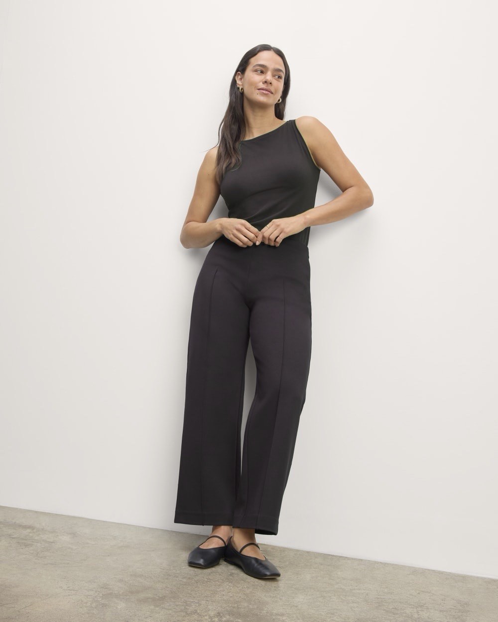 Everlane Black Leather Mary Jane Flats Square Toe Size 6.5 NWB