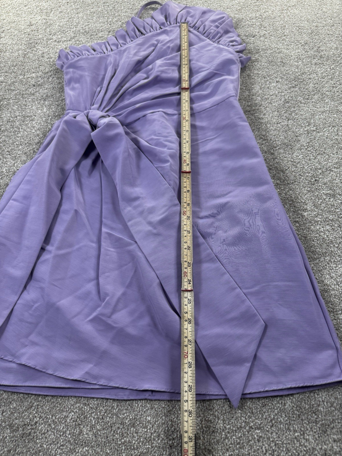 Delphine New York Purple One Shoulder Ruffle Bow Mini Dress 2 Zip Lined