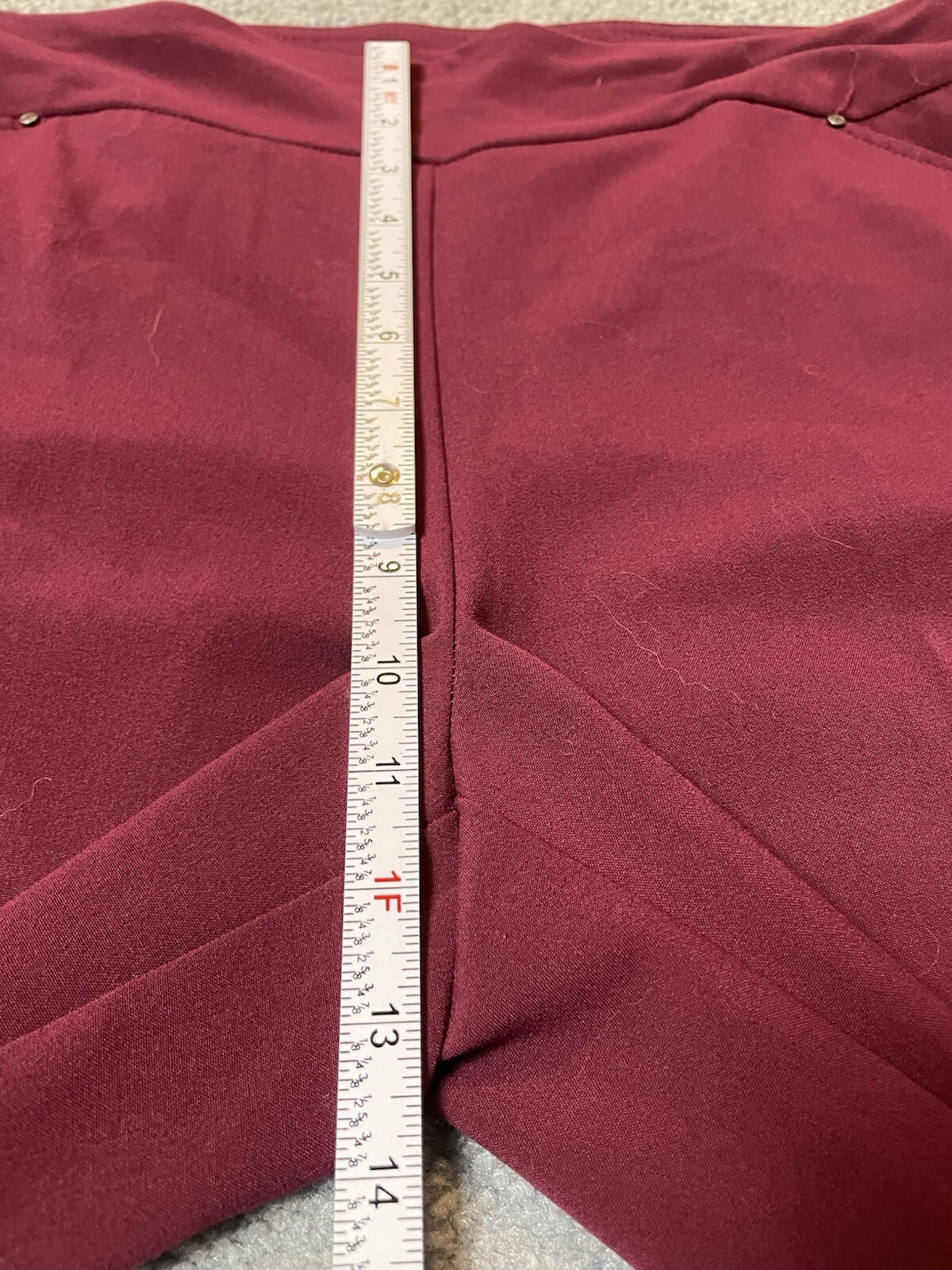 Roz & Ali Woman’s Crop Pants 14W Burgundy High Rise Straight Leg Pockets Stretch
