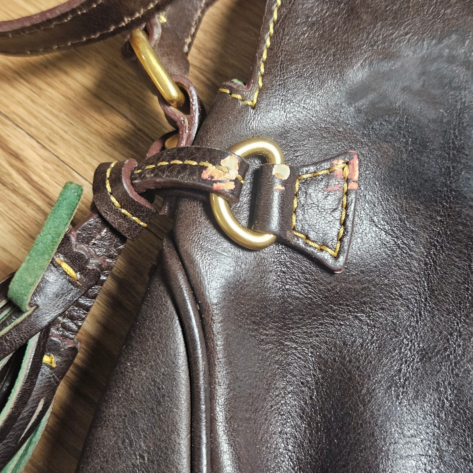Dooney & Bourke Florentine Leather Mini Zip Crossbody Tassels Duck Fob Retro