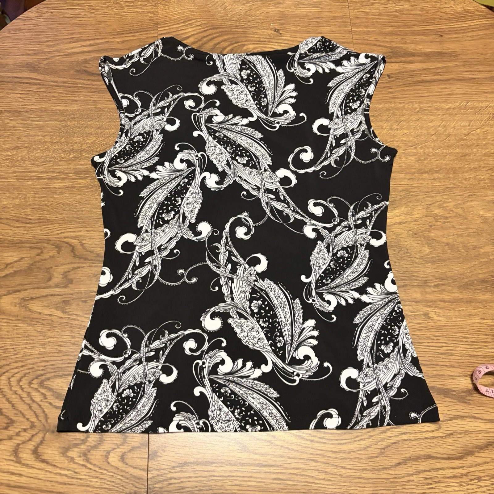 Vintage Y2K Style n Co Black & White Paisley Fairy Sleeves Top Size M
