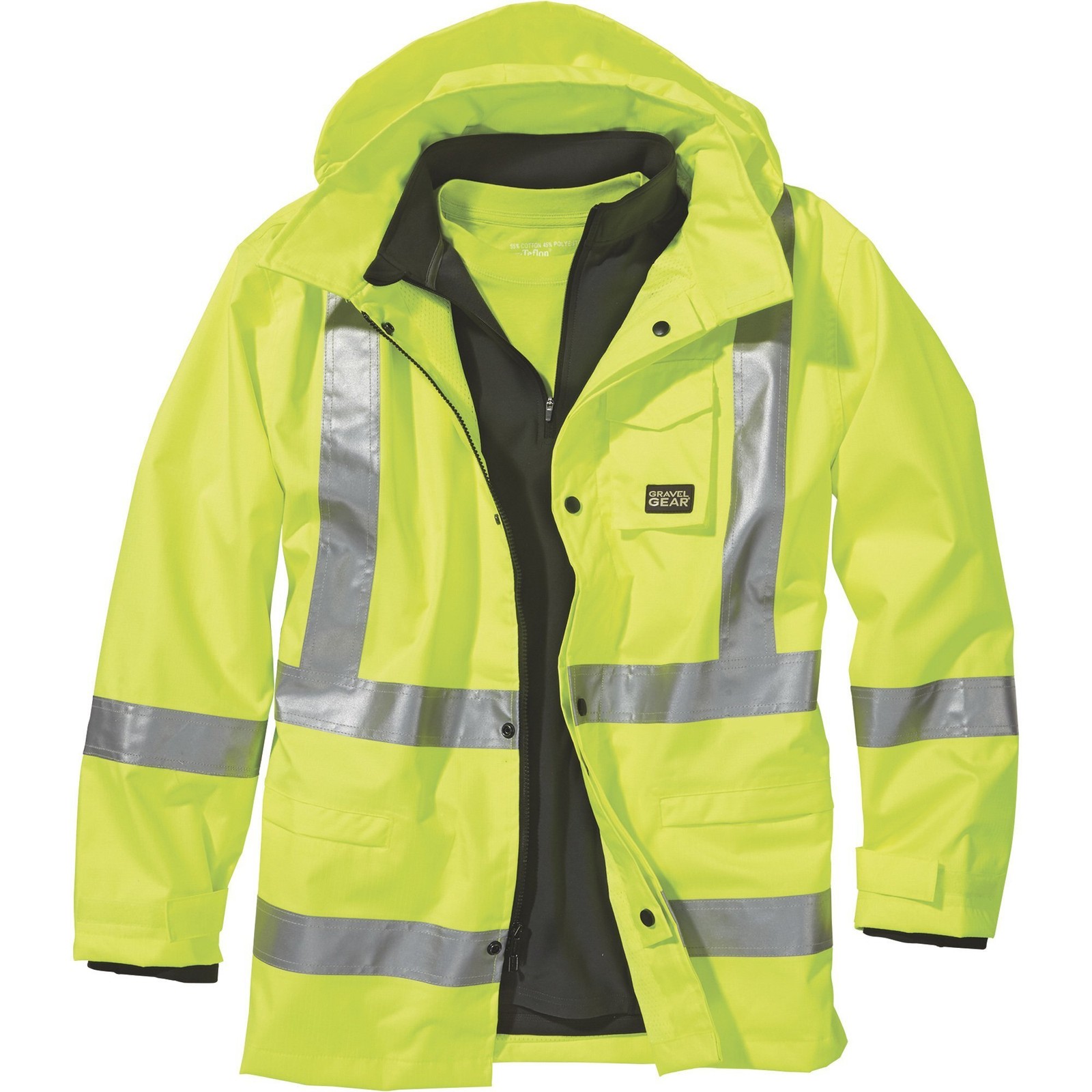 Gravel Gear HV Men’s Class 3 High-Visibility Rain Jacket, 300 Denier Ripstop,