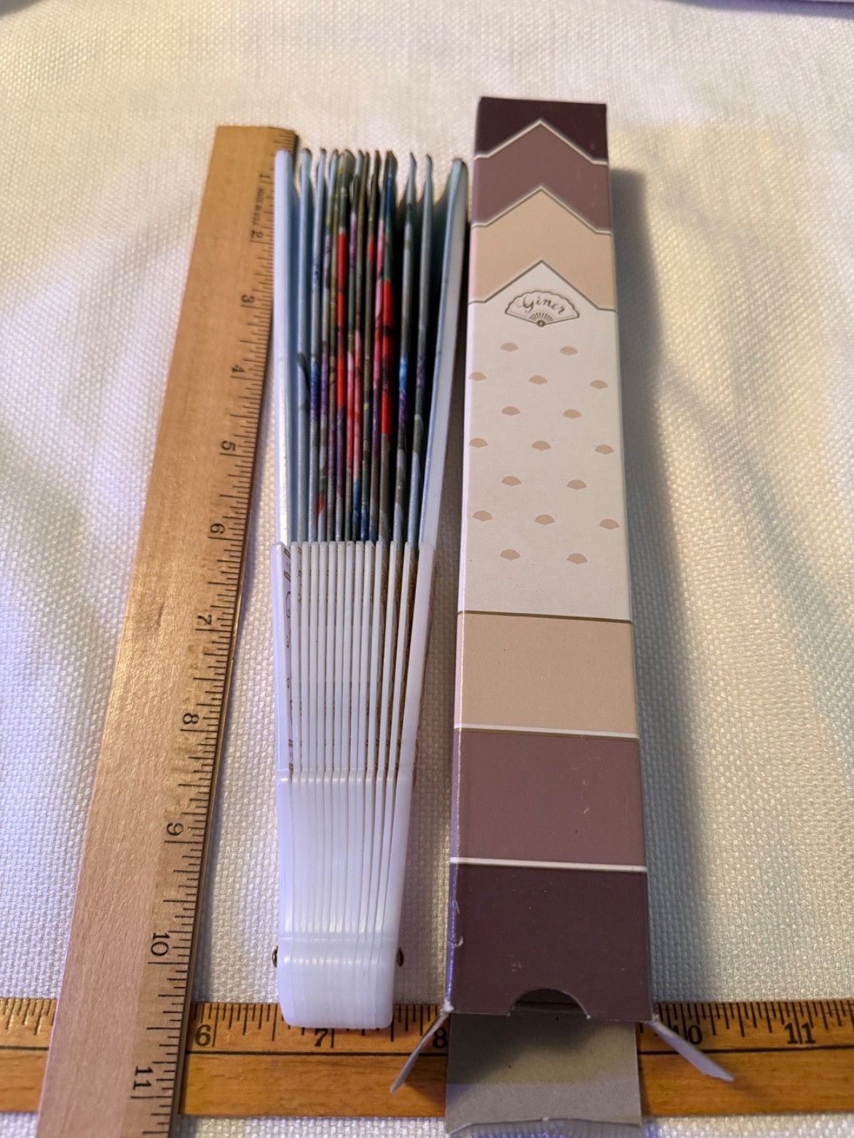 Vtg Giner Hand Fan Floral Flower Pink Wild Rose Wisteria Fabric Plastic Spain