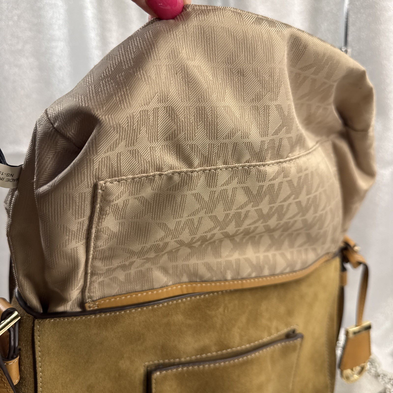 Michael Kors Tommy Suede Leather Vintage Messenger Bag Crossbody