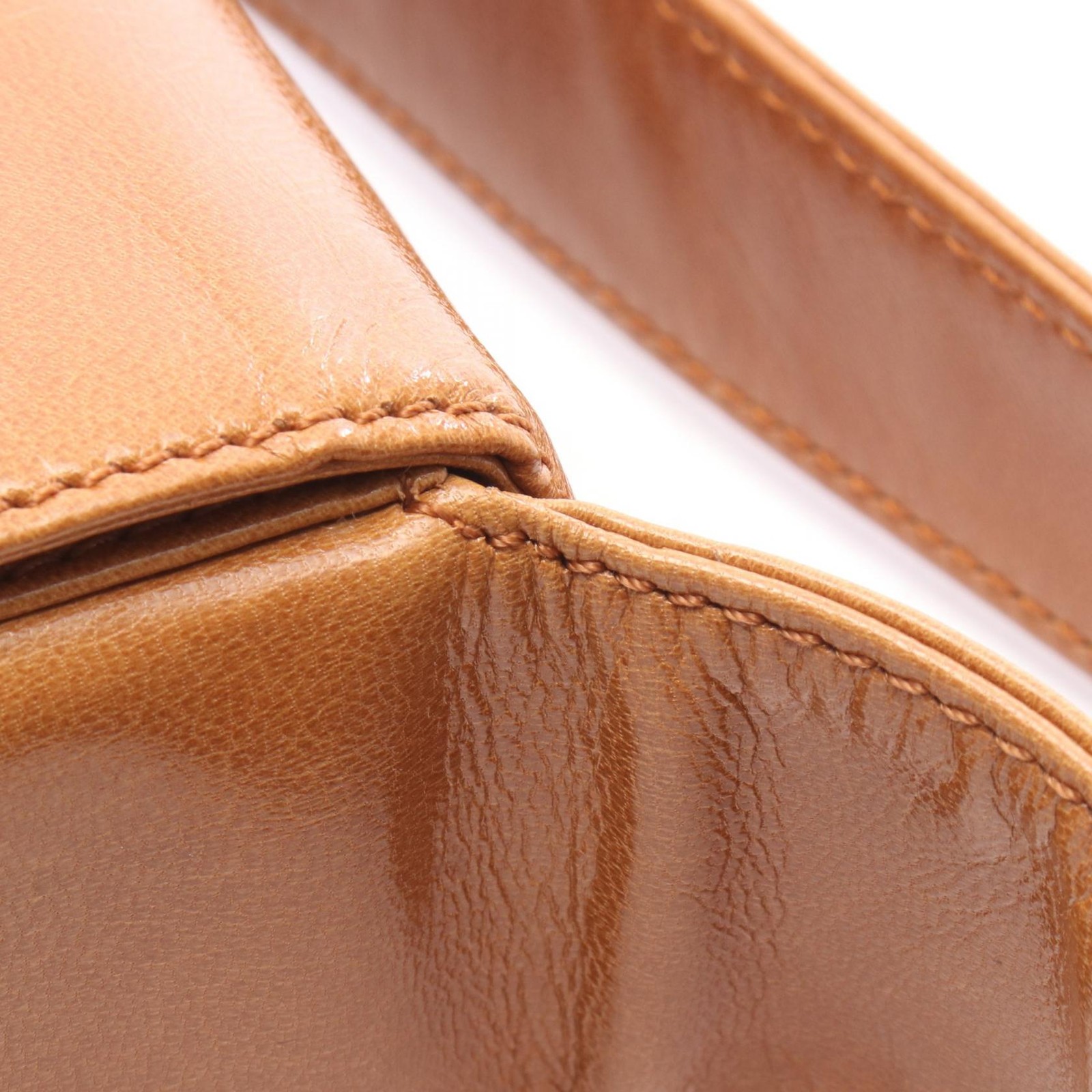 LOEWE Shoulder Bag leather Brown Gold GHW Used Women