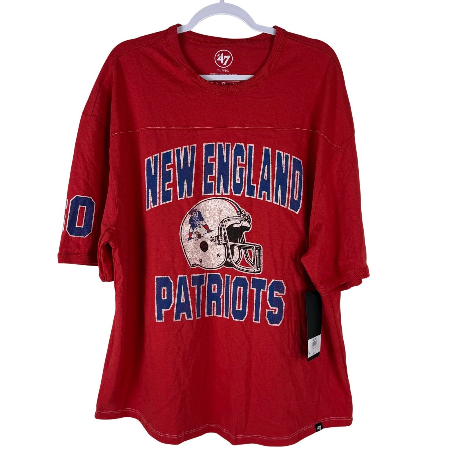 47 Brand Mens Size XL New England Patriots NFL Team Apparel Historic Shirt Red